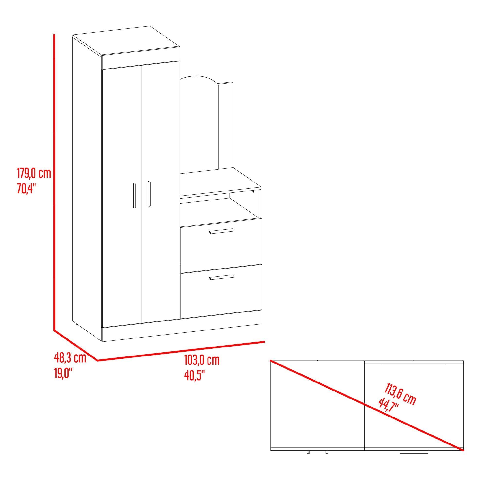 Closet Comoda Con Espejo 3 Puertas 1 Cajon Negro-5