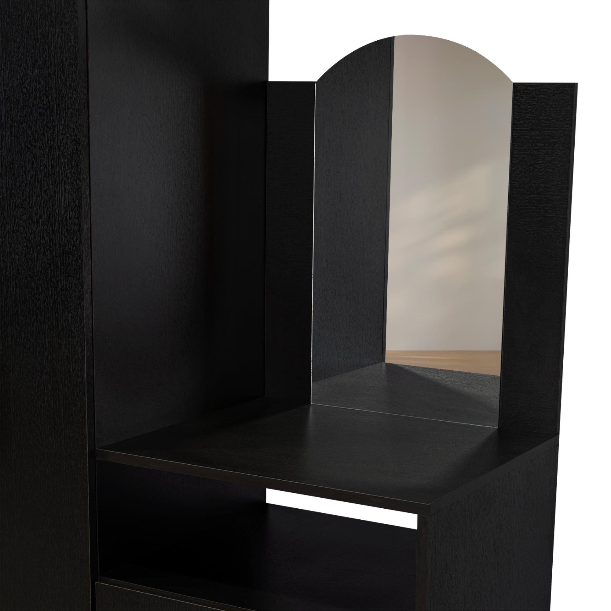 Closet Comoda Con Espejo 3 Puertas 1 Cajon Negro-7