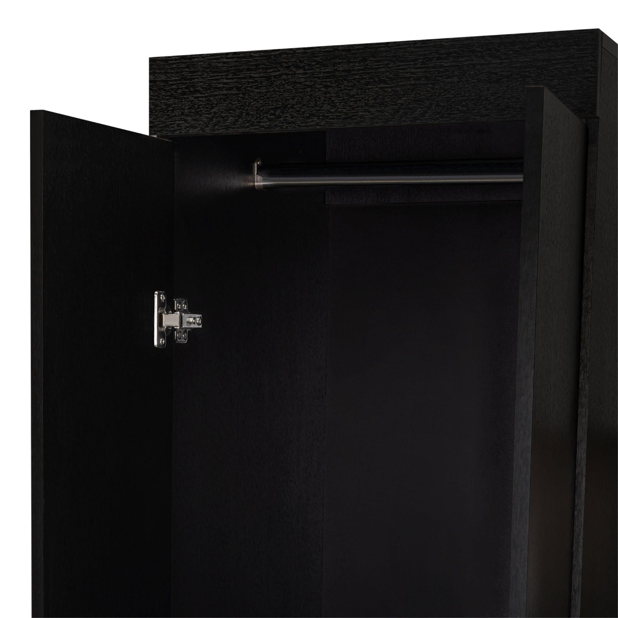 Closet Comoda Con Espejo 3 Puertas 1 Cajon Negro-8