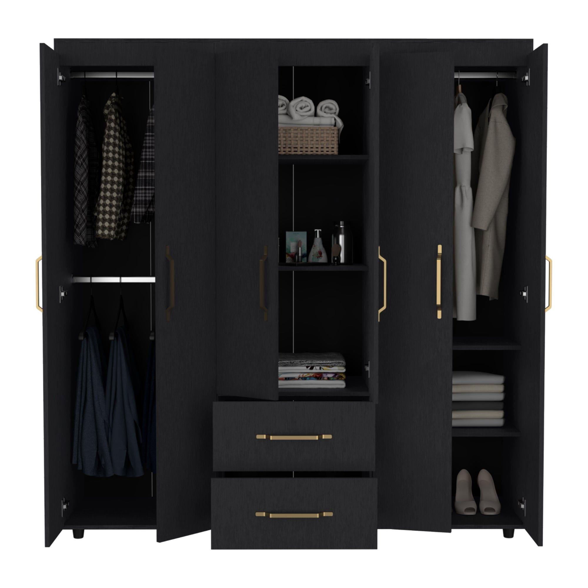 CLOSET 6 PUERTAS 2 CAJONES FM-024N - NEGRO-2
