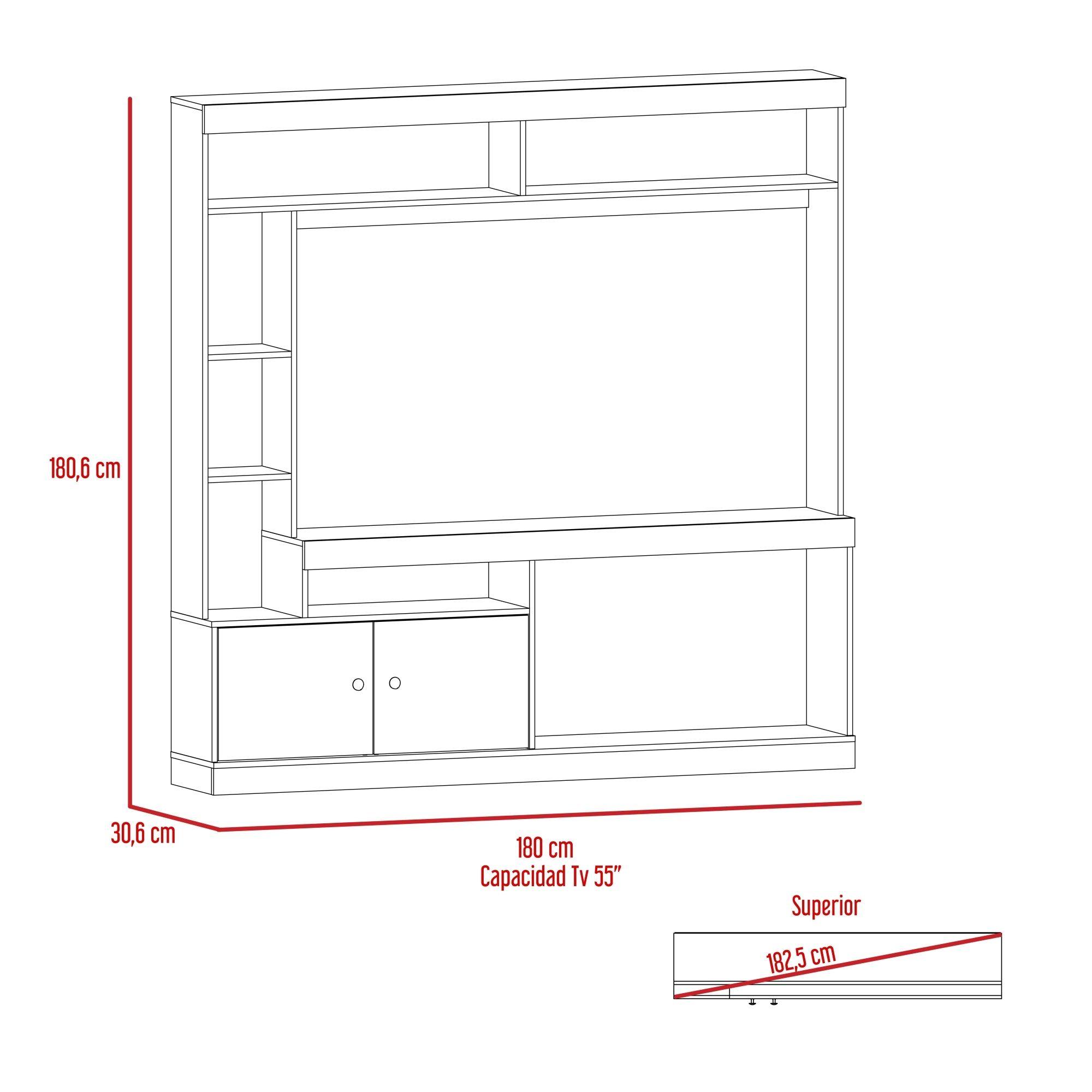 ESTANTE TV 55" CON 2 PUERTAS 7 REPISAS FM-003N - NEGRO-6