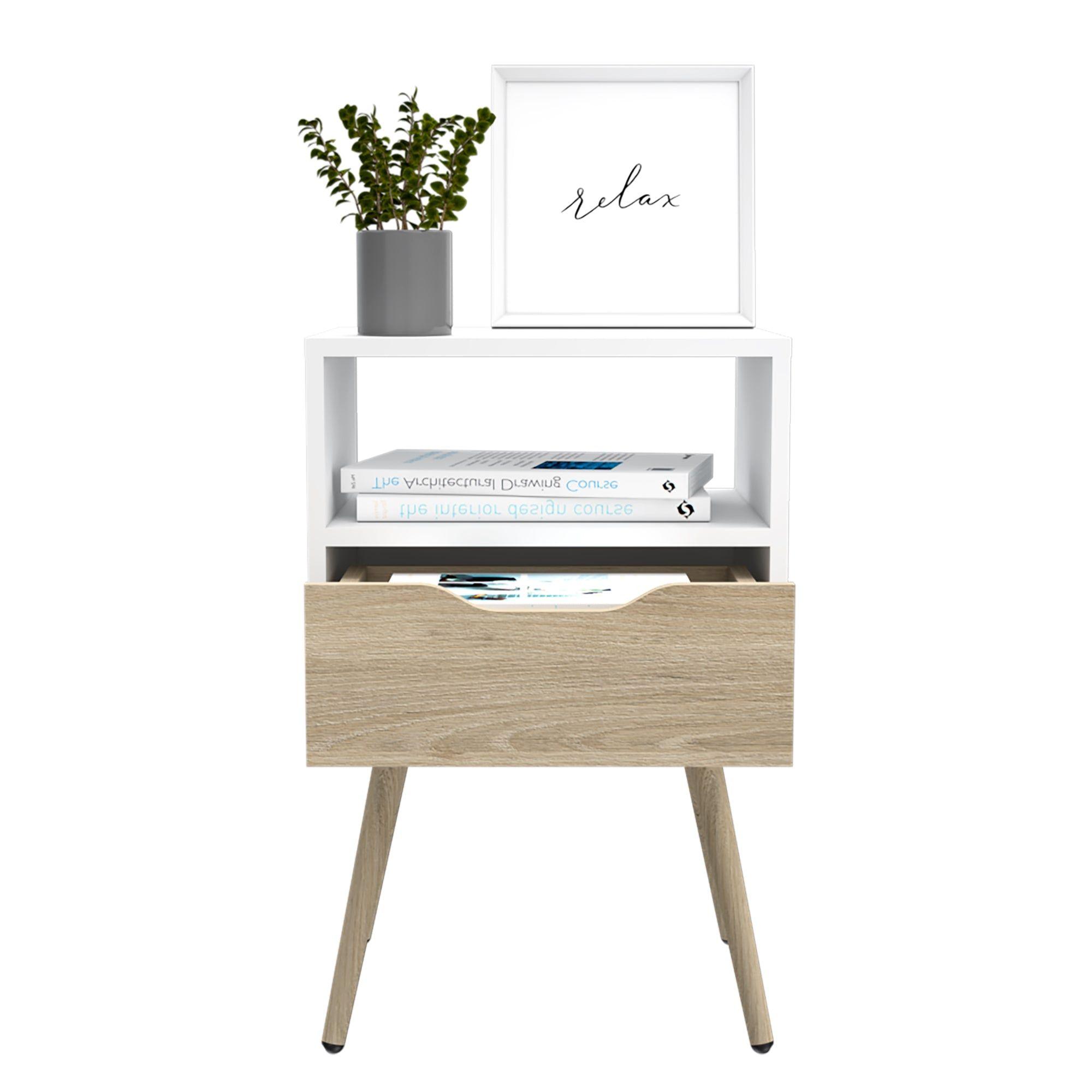 VELADOR 1 CAJON 40X63X35 CM FM-015B - BLANCO / CAFÉ CLARO-2
