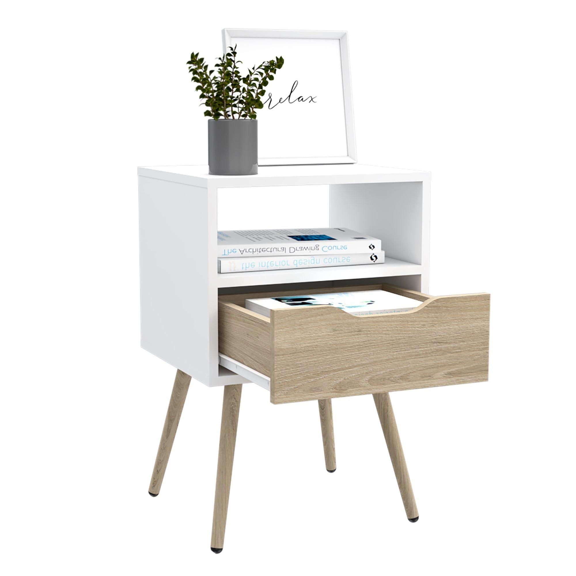 VELADOR 1 CAJON 40X63X35 CM FM-015B - BLANCO / CAFÉ CLARO-3
