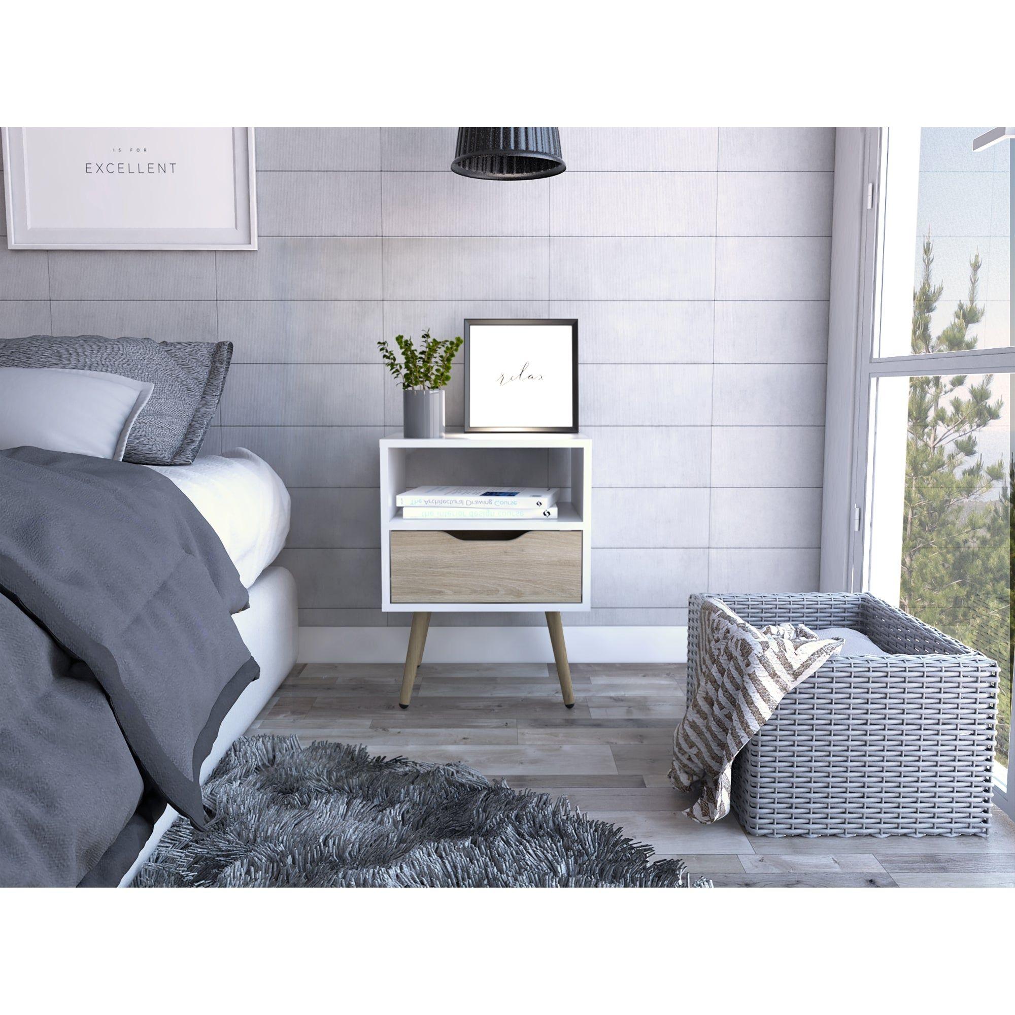 VELADOR 1 CAJON 40X63X35 CM FM-015B - BLANCO / CAFÉ CLARO-4