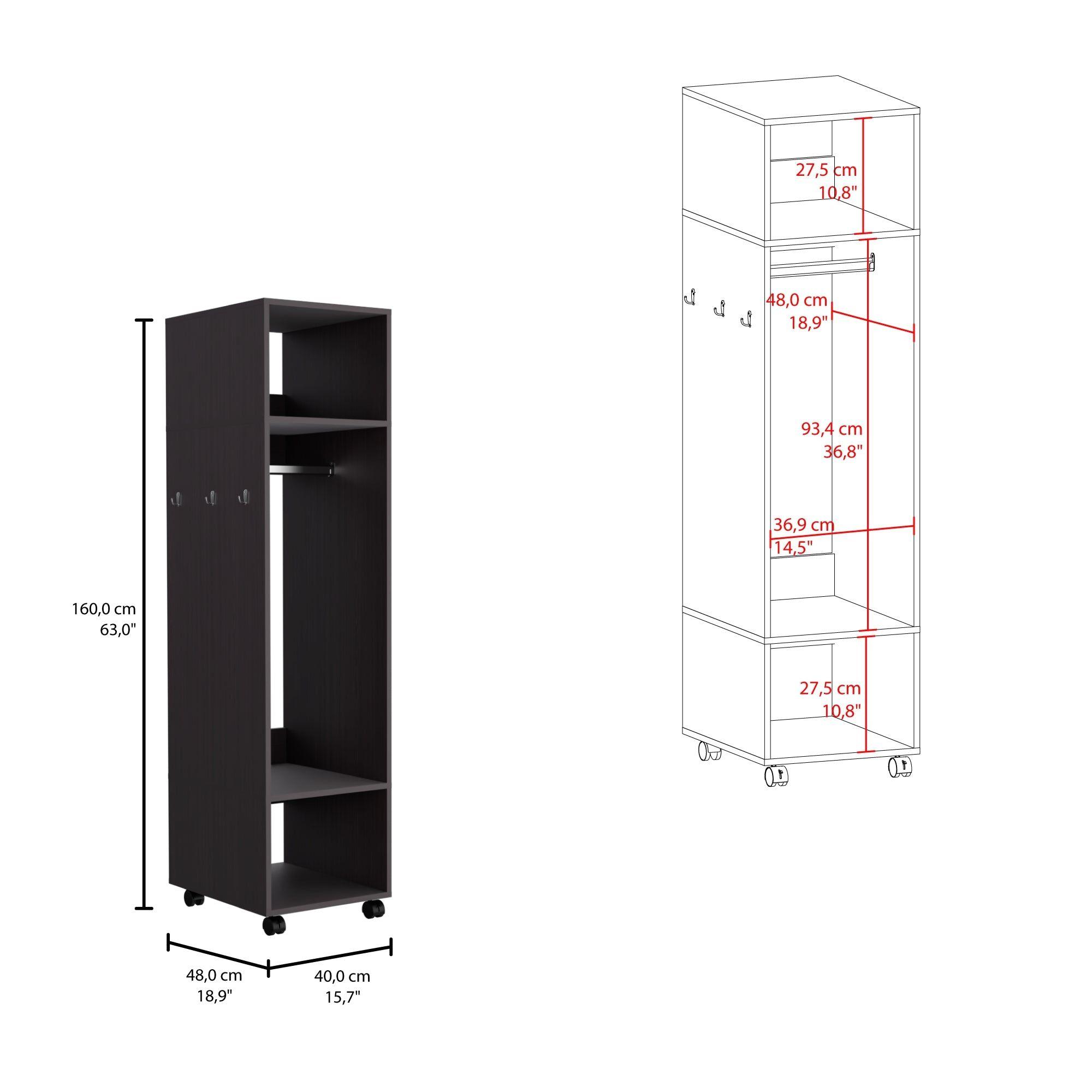 CLOSET CON ESPEJO Y 4 RUEDAS FM-025N - NEGRO-5