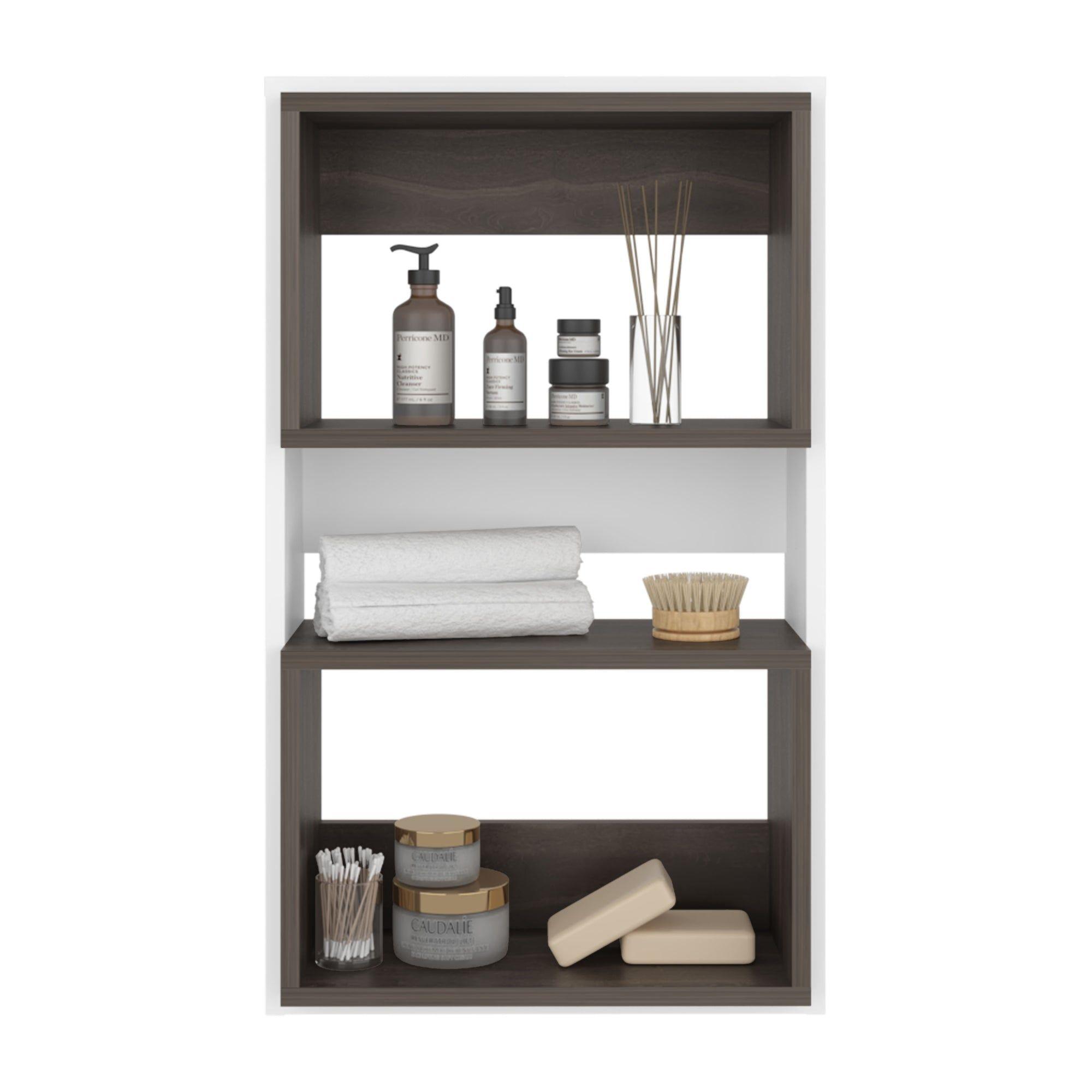 Mueble Auxilar Muro Baño Eco Blanco Y Café-2