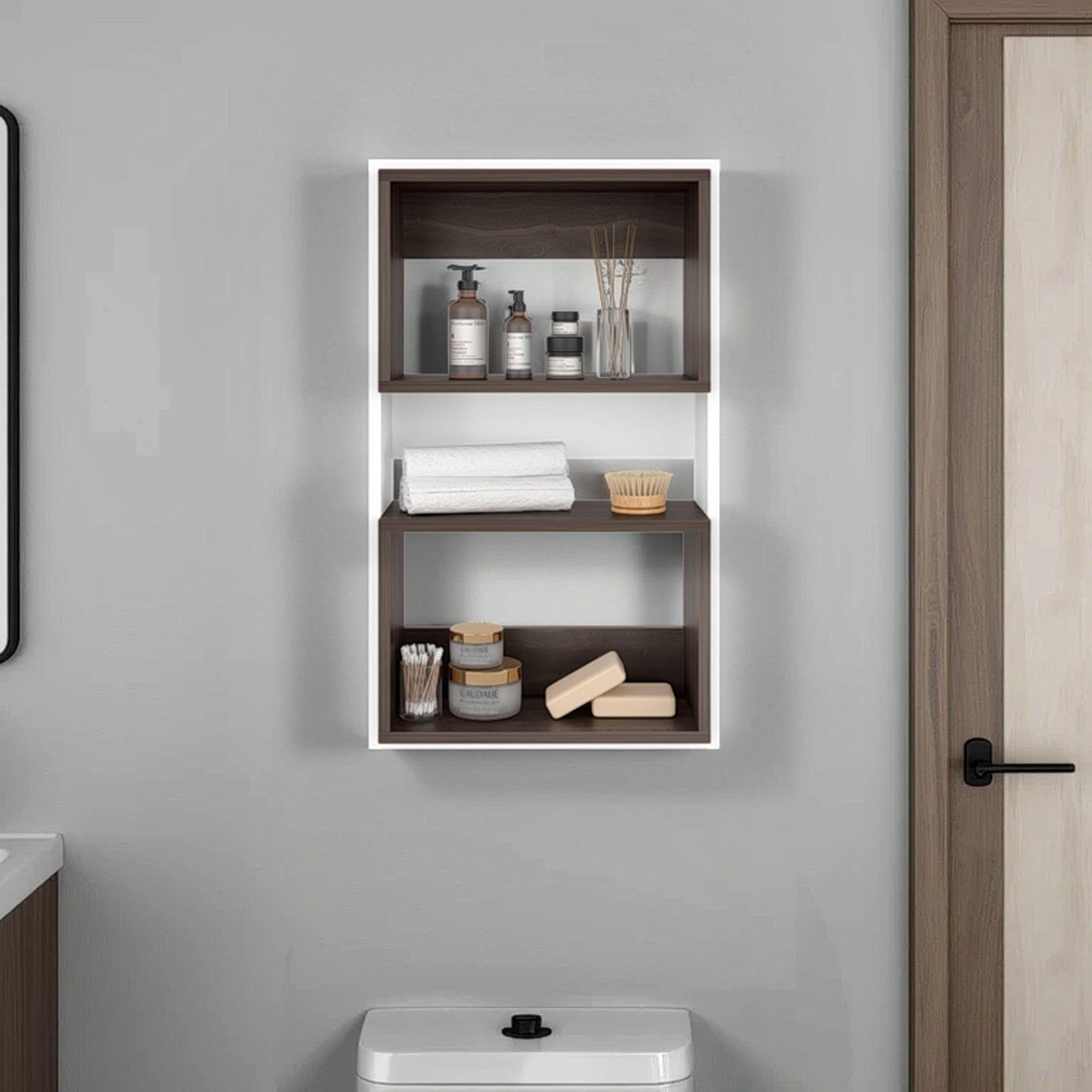 Mueble Auxilar Muro Baño Eco Blanco Y Café-4