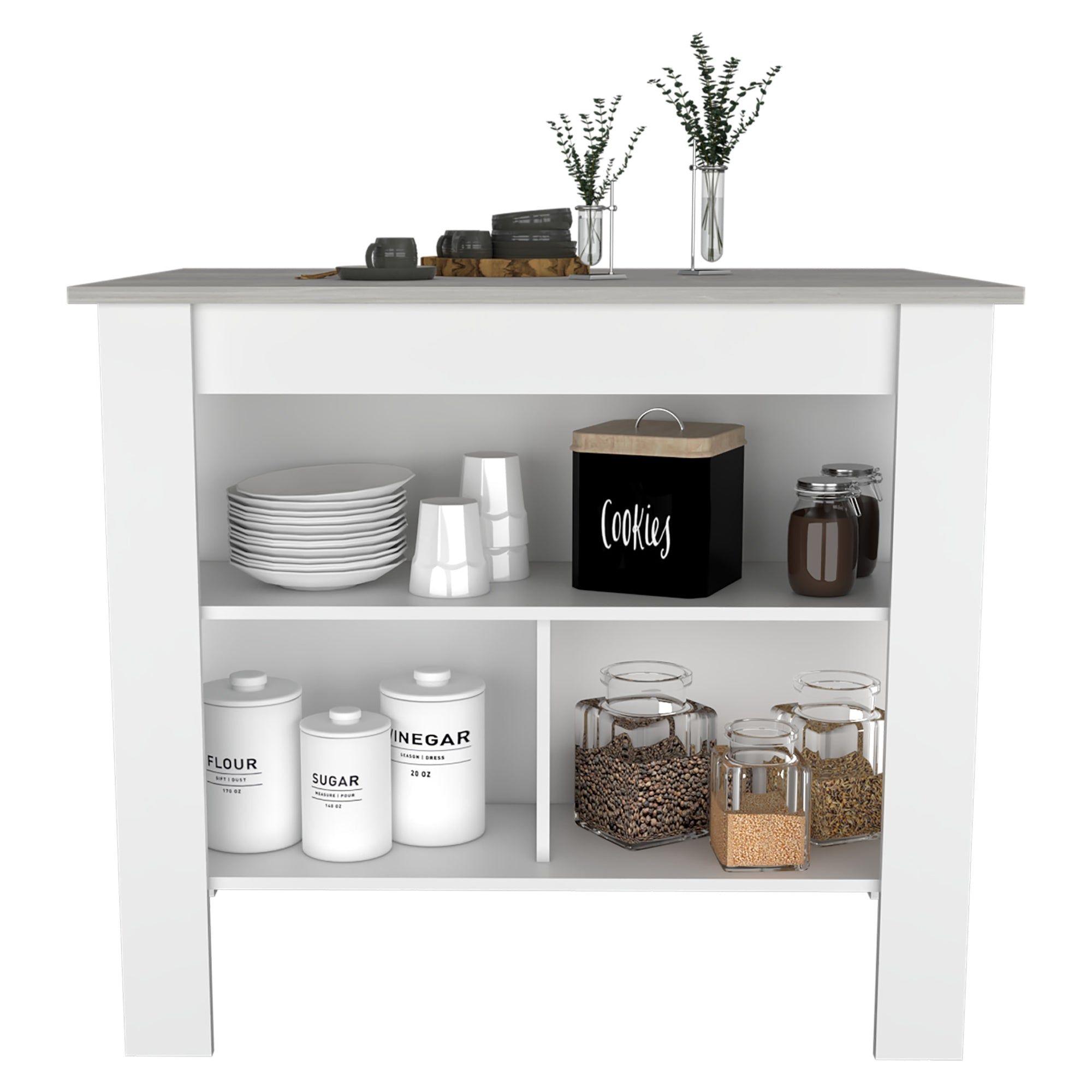 ISLA DE COCINA 103X70X90 CM FM-009B BLANCO Y GRIS-2