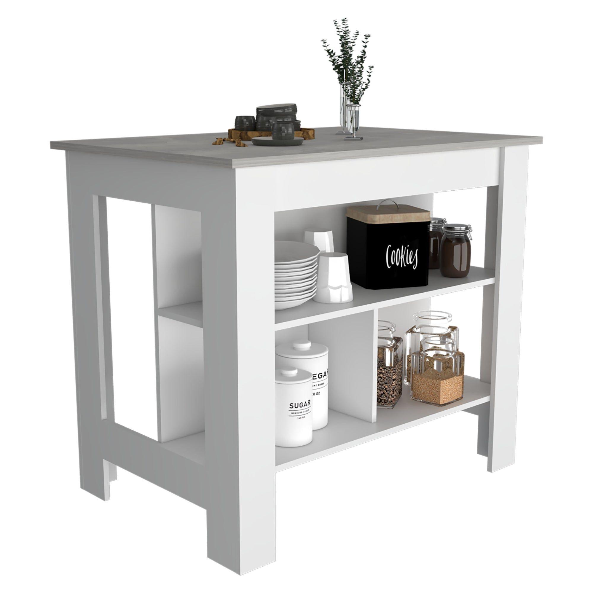 ISLA DE COCINA 103X70X90 CM FM-009B BLANCO Y GRIS-3