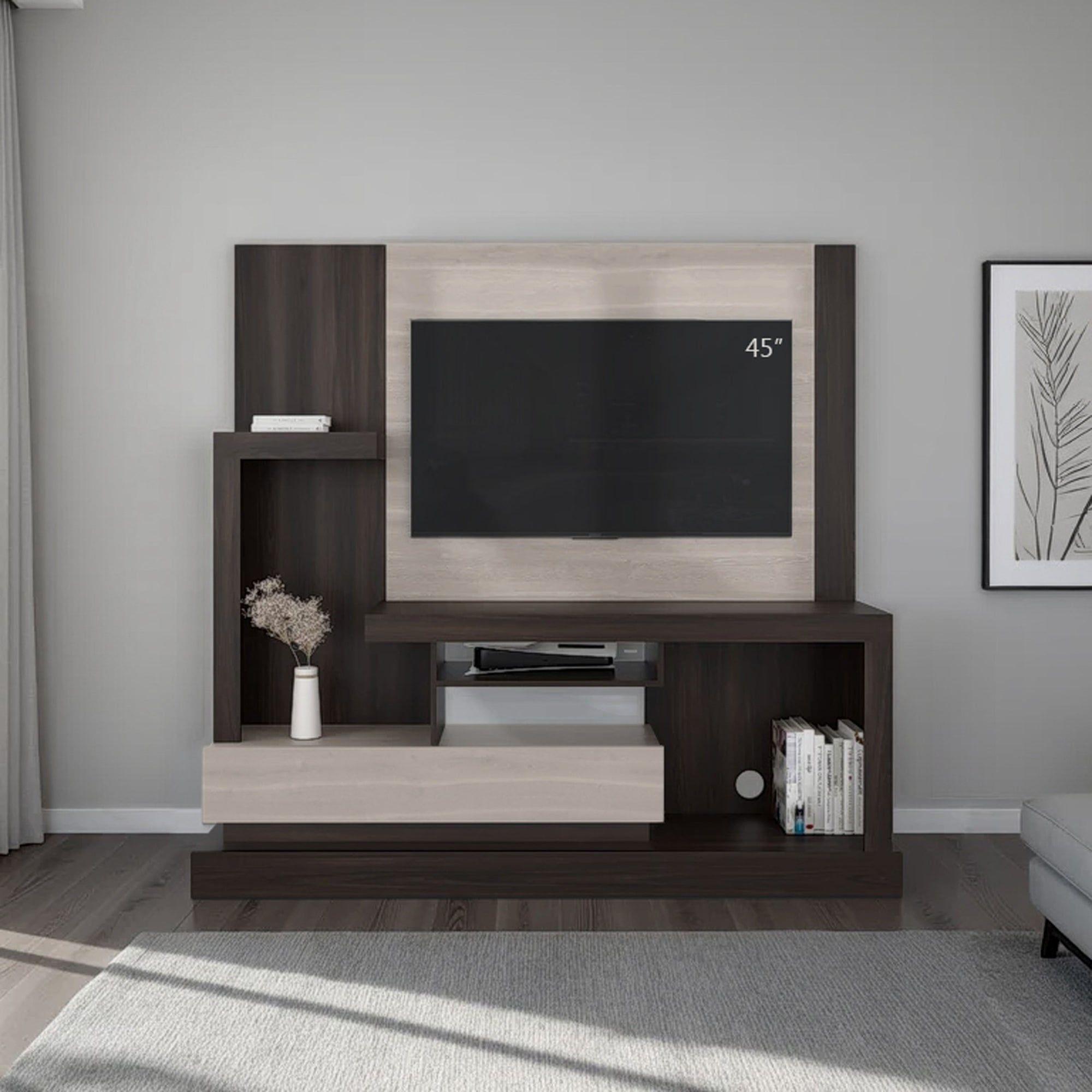 Estante Tv 55" 1 Puerta 180X172,2X41,5 Cm Café Claro-4