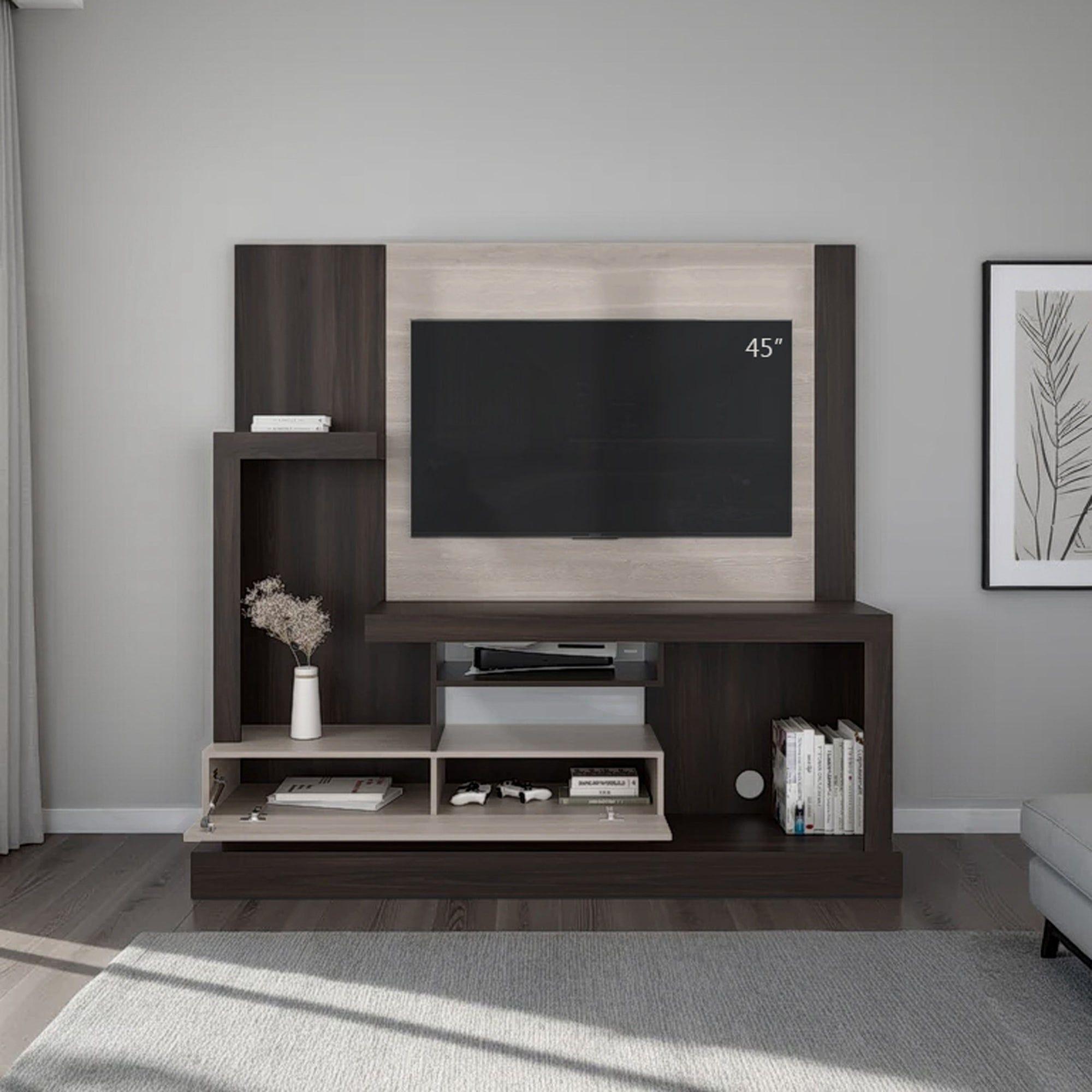 Estante Tv 55" 1 Puerta 180X172,2X41,5 Cm Café Claro-5