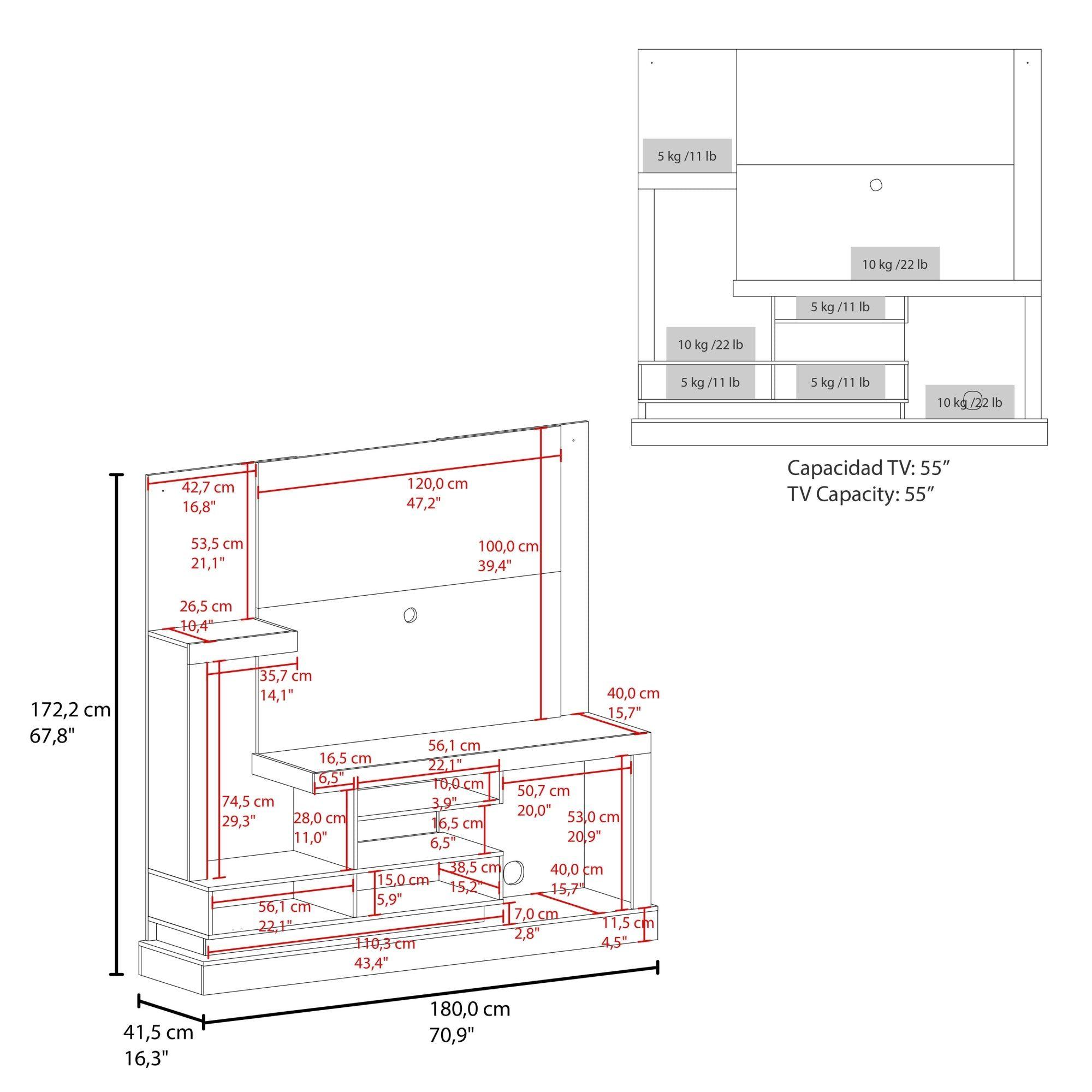 Estante Tv 55" 1 Puerta 180X172,2X41,5 Cm Café Claro-6