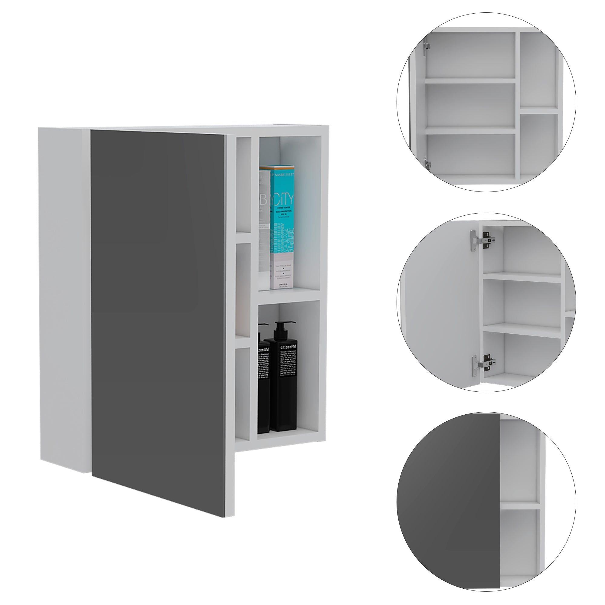 Mueble Botiquin De Baño Con Espejo 49,7X45X12,5 Cm Blanco-4