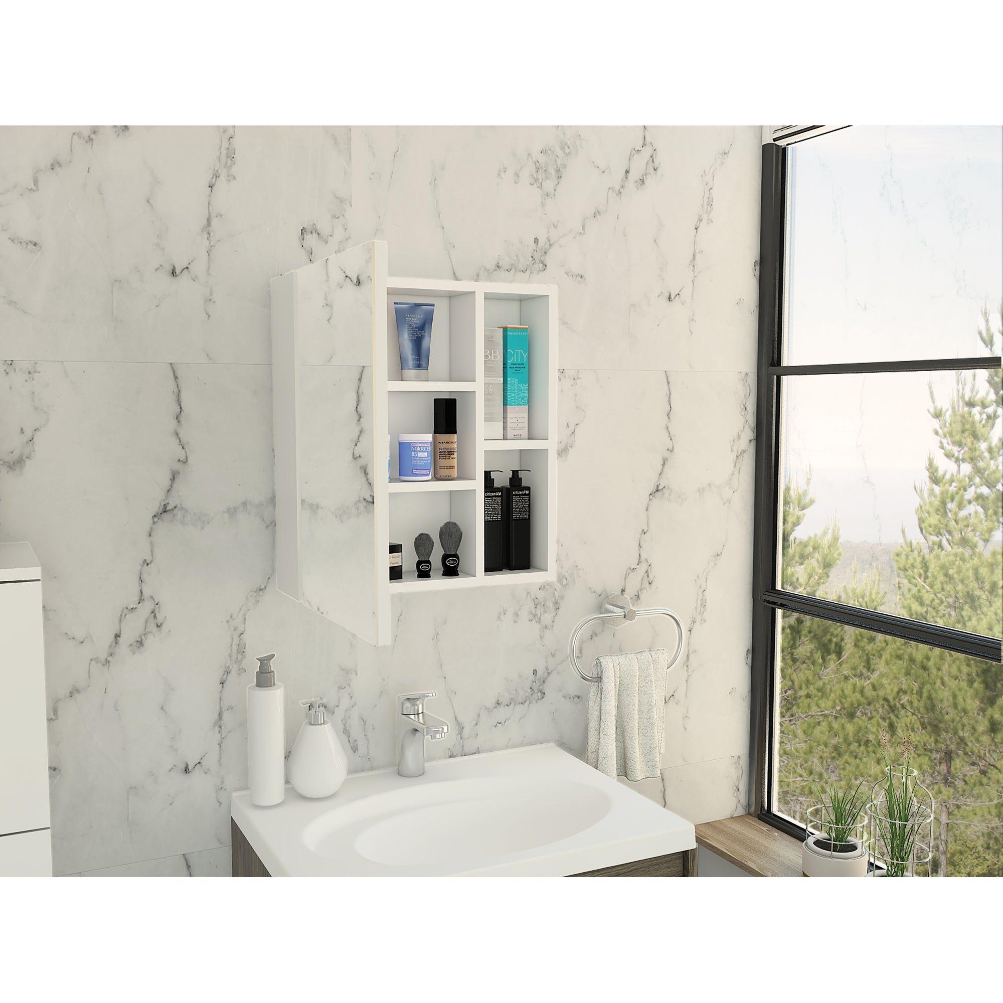 Mueble Botiquin De Baño Con Espejo 49,7X45X12,5 Cm Blanco-7