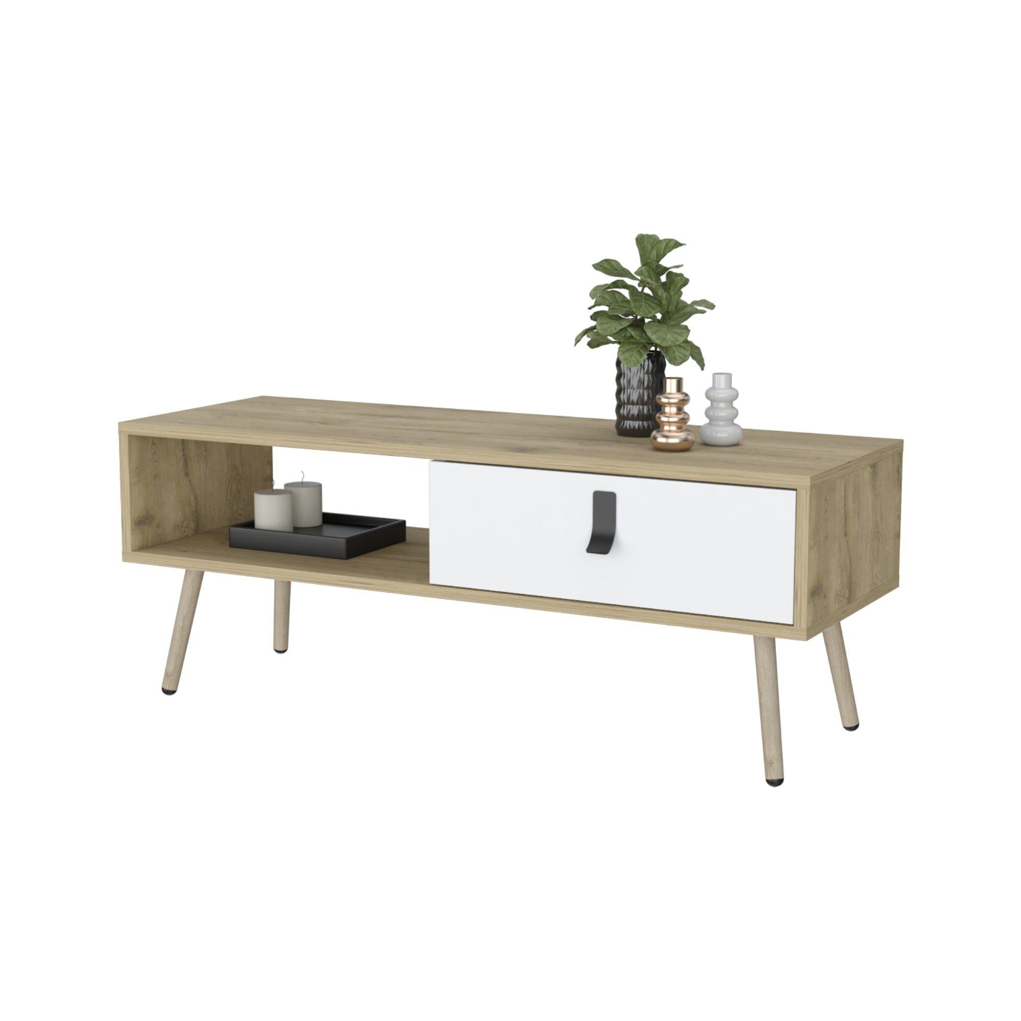 MESA DE CENTRO 1 CAJON FM-015C CAFÉ CLARO Y BLANCO-2