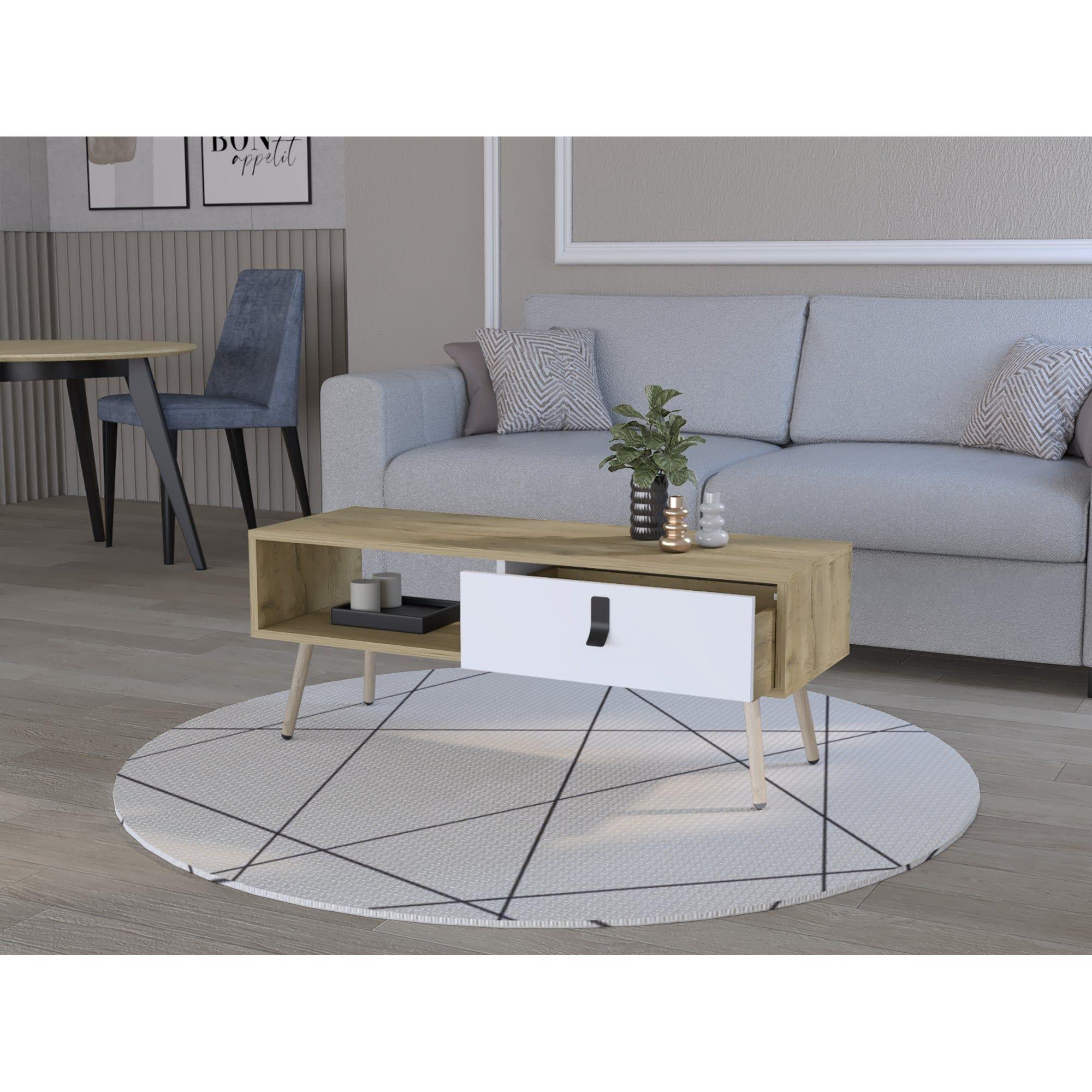 MESA DE CENTRO 1 CAJON FM-015C CAFÉ CLARO Y BLANCO-5