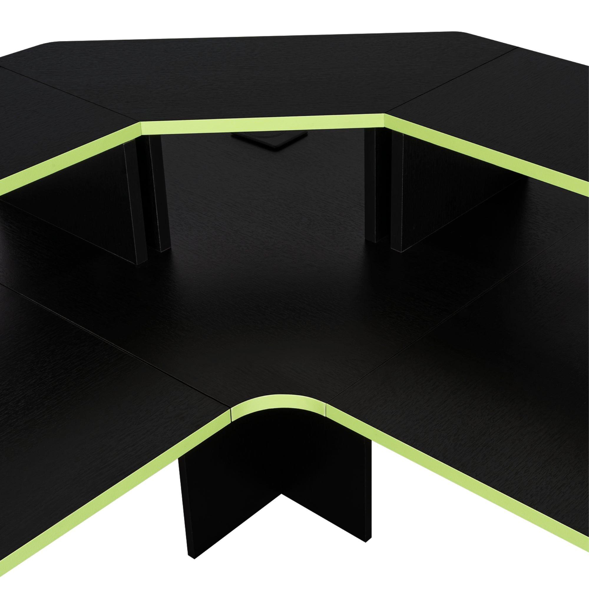 ESCRITORIO GAMER EN L FM-046O - NEGRO Y CANTO VERDE-4