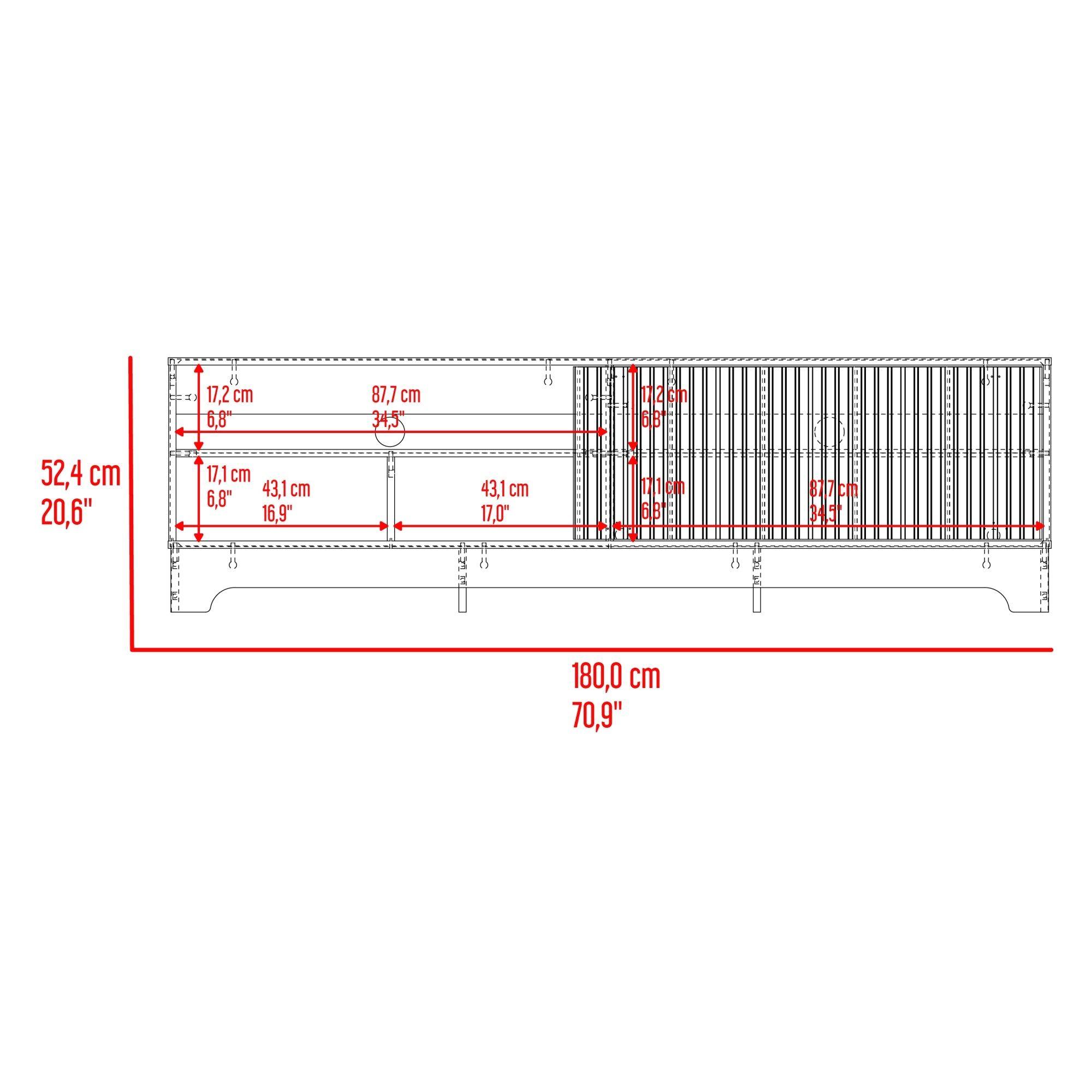 Rack Tv75" 1 Puerta 52,4X180X36,3 Cm Café Oscuro Y Beige-5