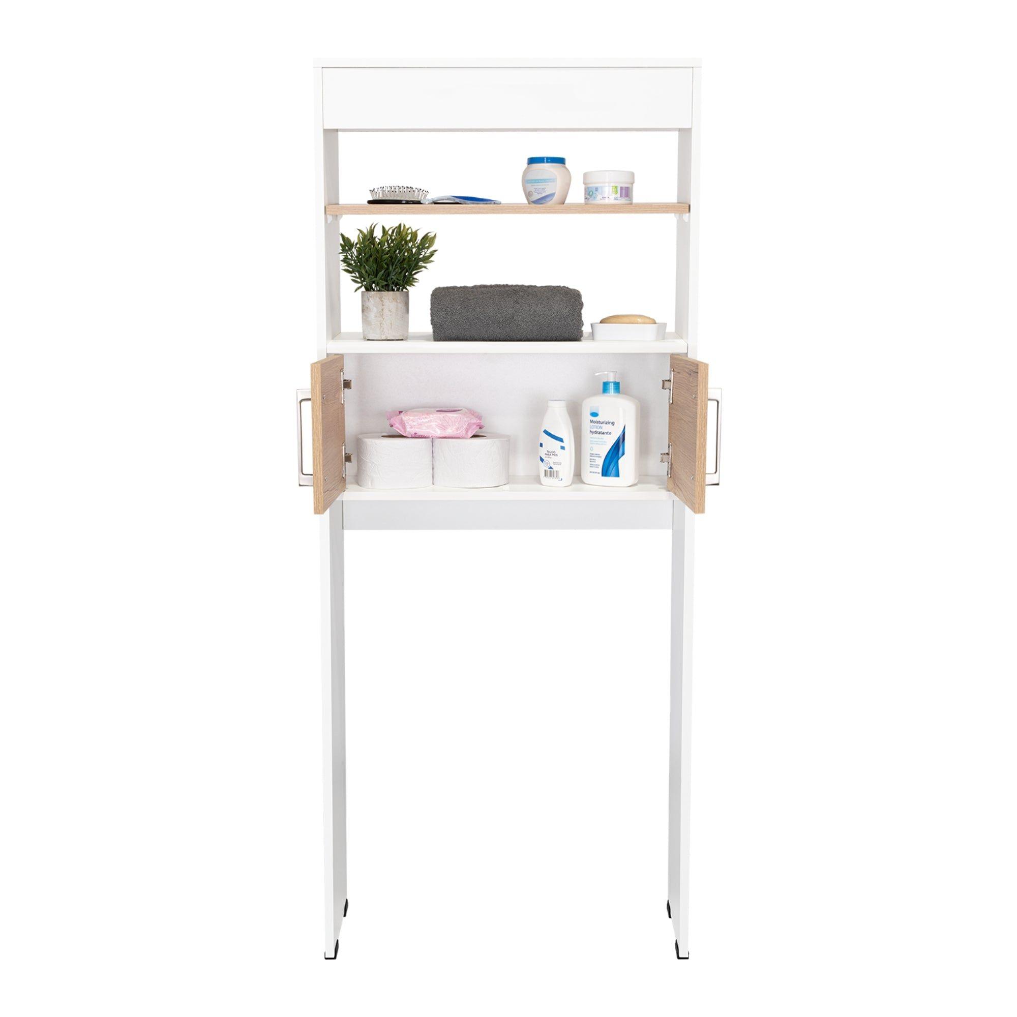 Estante Wc 2 Puertas 3 Repisa Fm-008B Blanco Y Café Claro-2