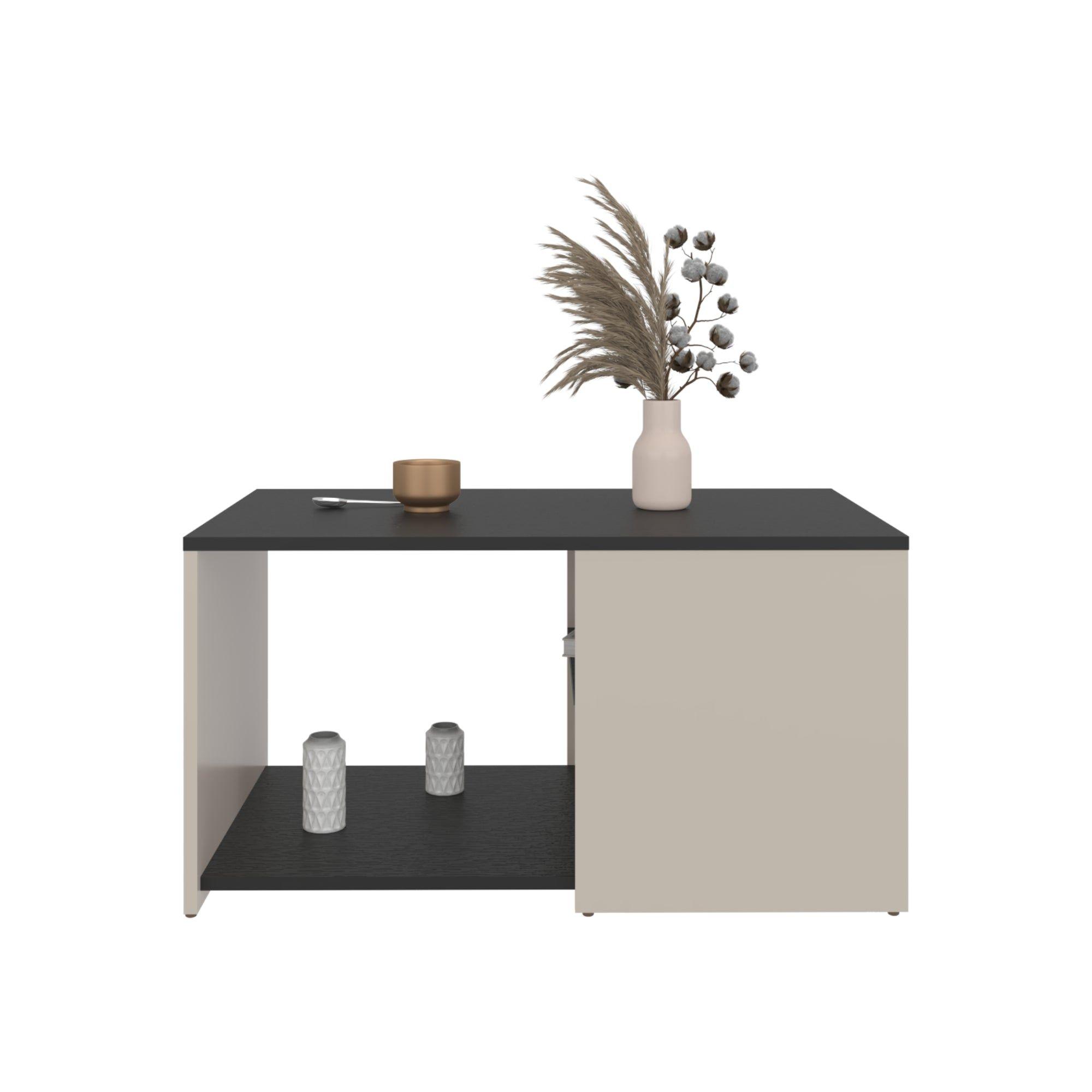 Mesa Centro 80X45X42,1 Cm Beige Y Negro-2