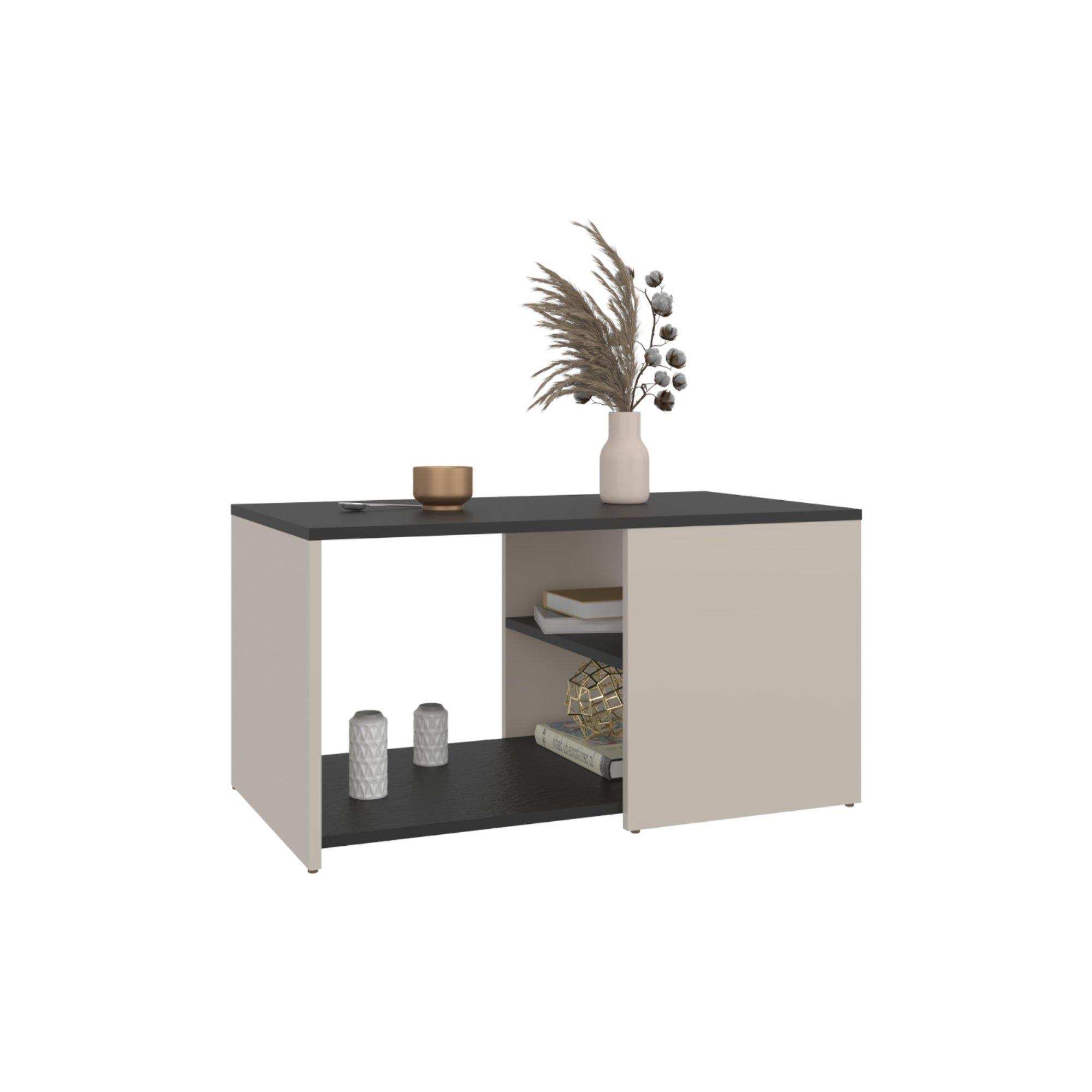 Mesa Centro 80X45X42,1 Cm Beige Y Negro-3