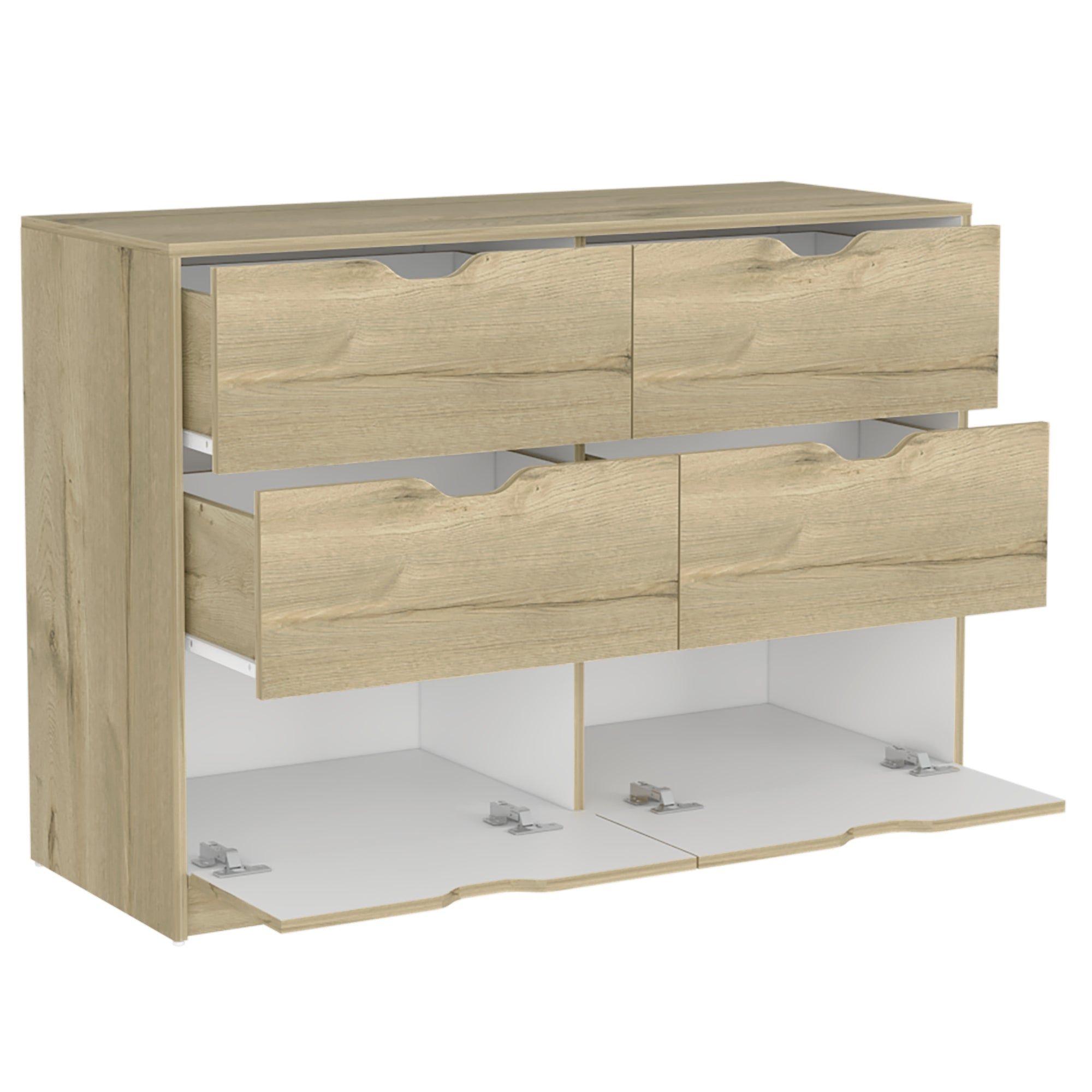 Mueble Comoda 4 Cajones 2 Puertas 77,6X107,1X41,6 Cm Café Claro-3