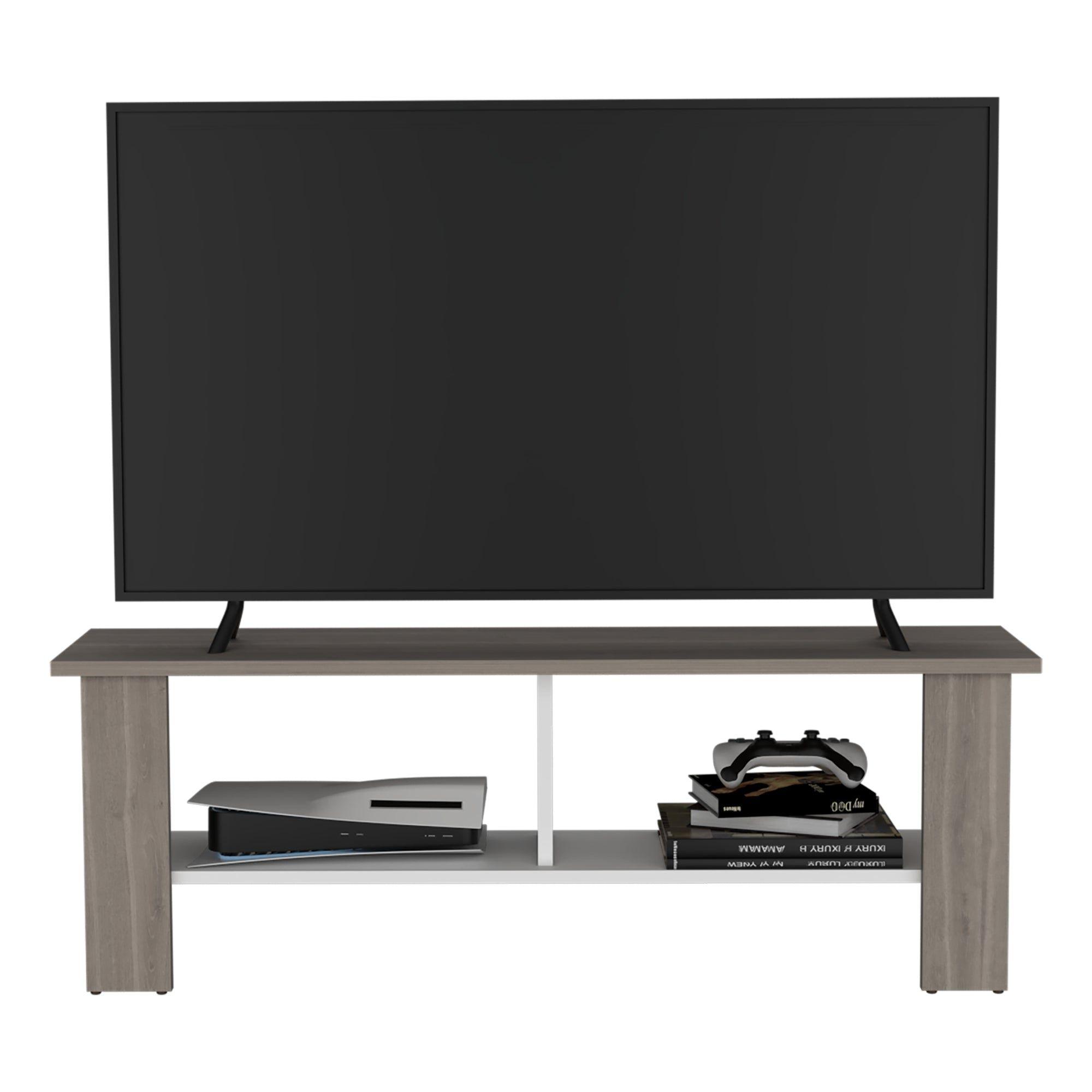 RACK TV 50" CON 2 REPISAS FM-031B BEIGE Y BLANCO-2