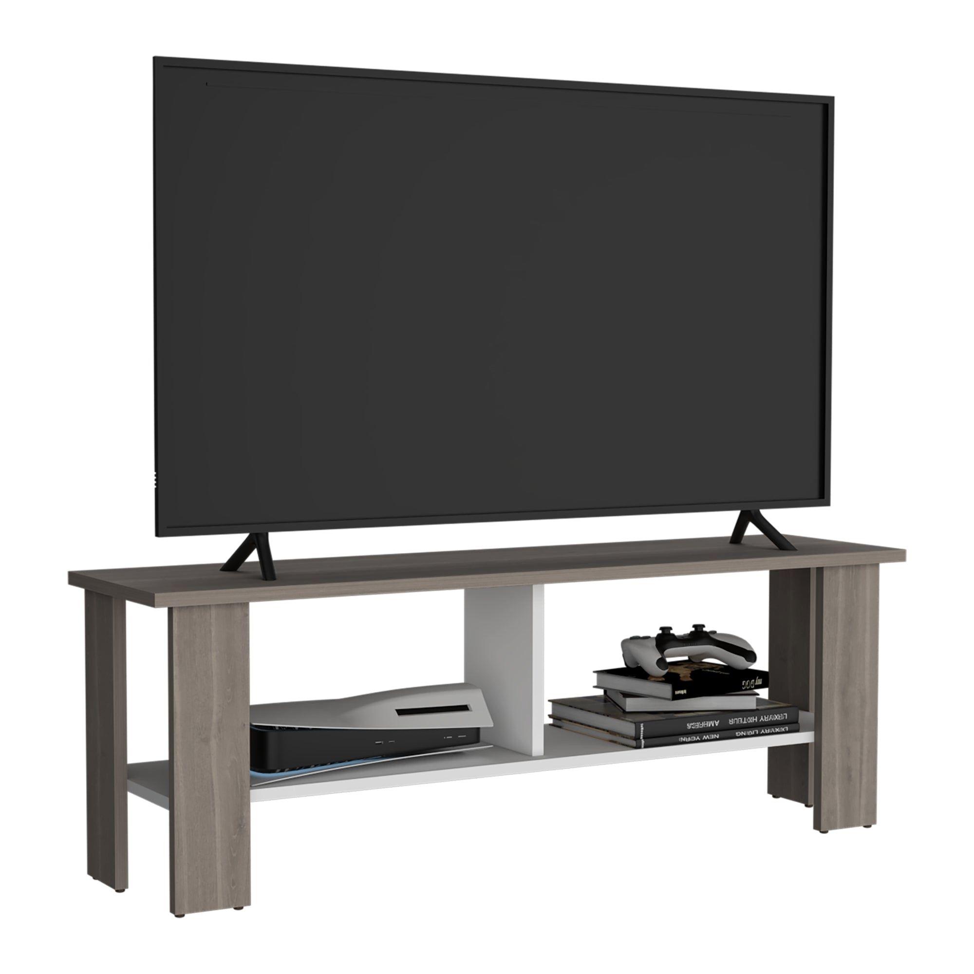 RACK TV 50" CON 2 REPISAS FM-031B BEIGE Y BLANCO-3