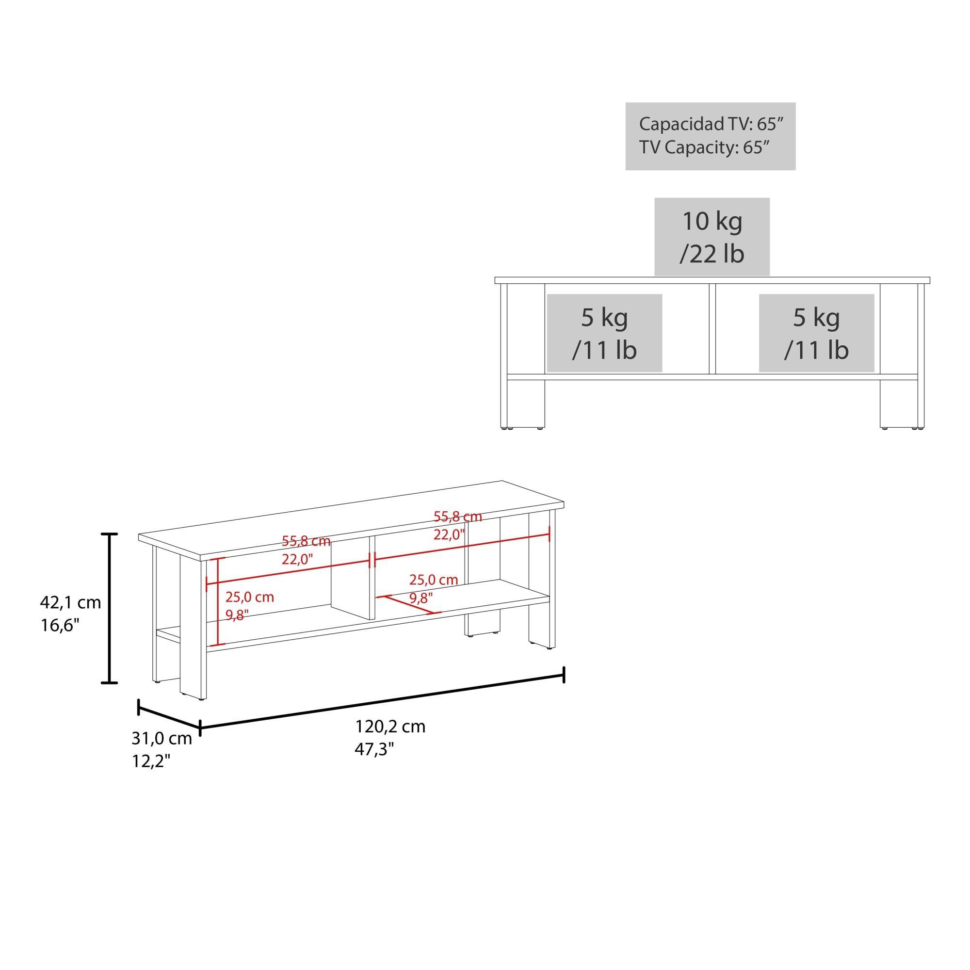 Rack Tv 65" 42,1X120,2X31 Cm Café Claro-5