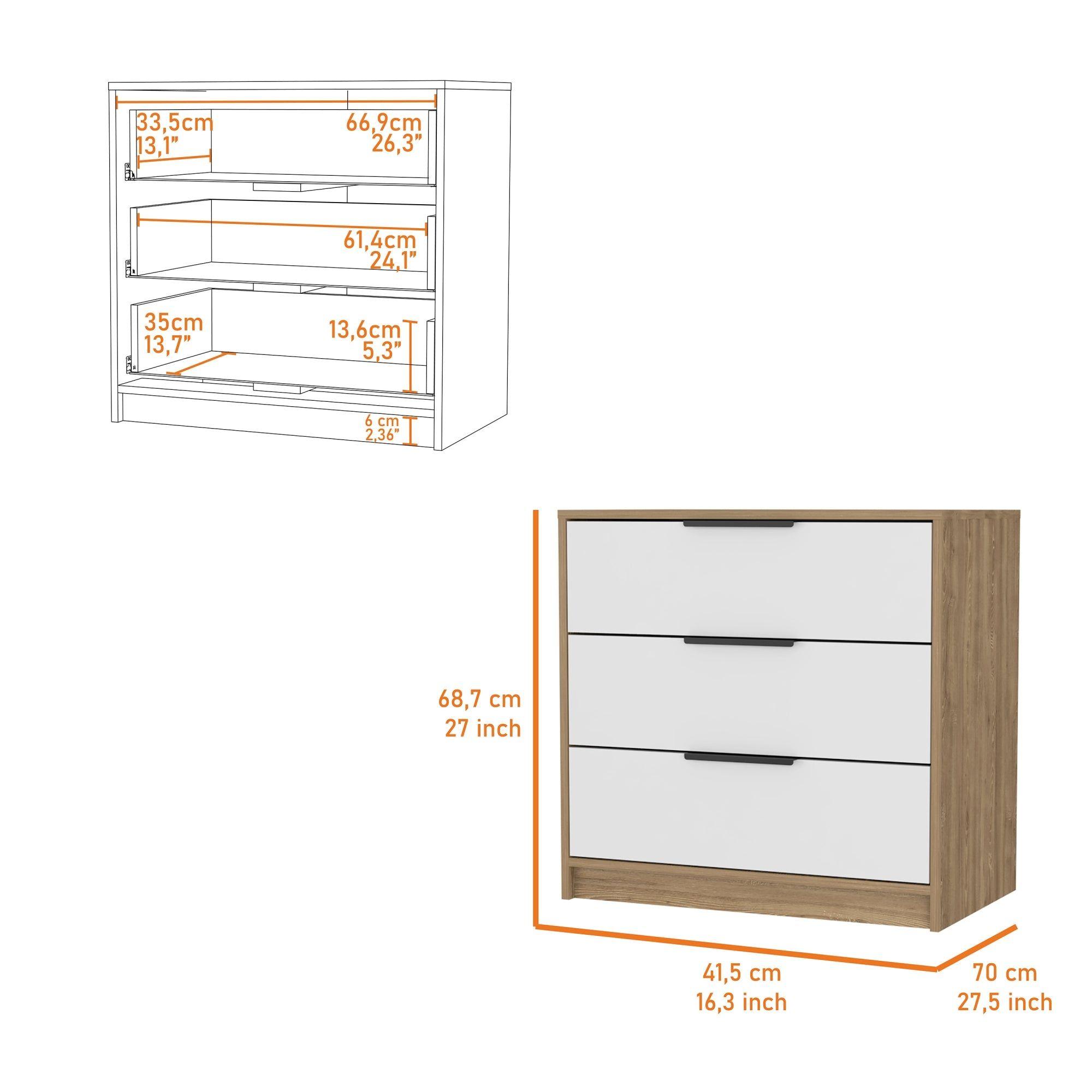 COMODA 3 CAJONES FM-001O - CAFE OSCURO Y BLANCO-6