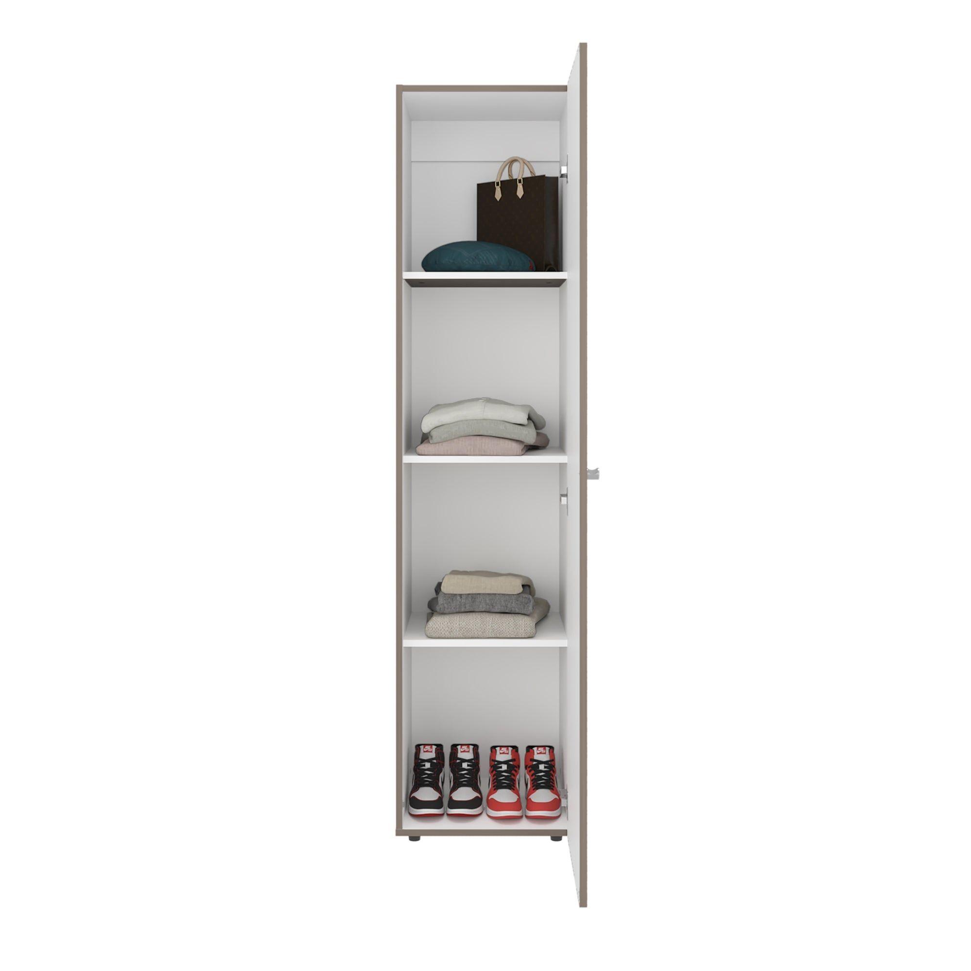 Closet 1 Puerta Con Espejo 170,0X40,0X40,2 Cm Café y Blanco-1