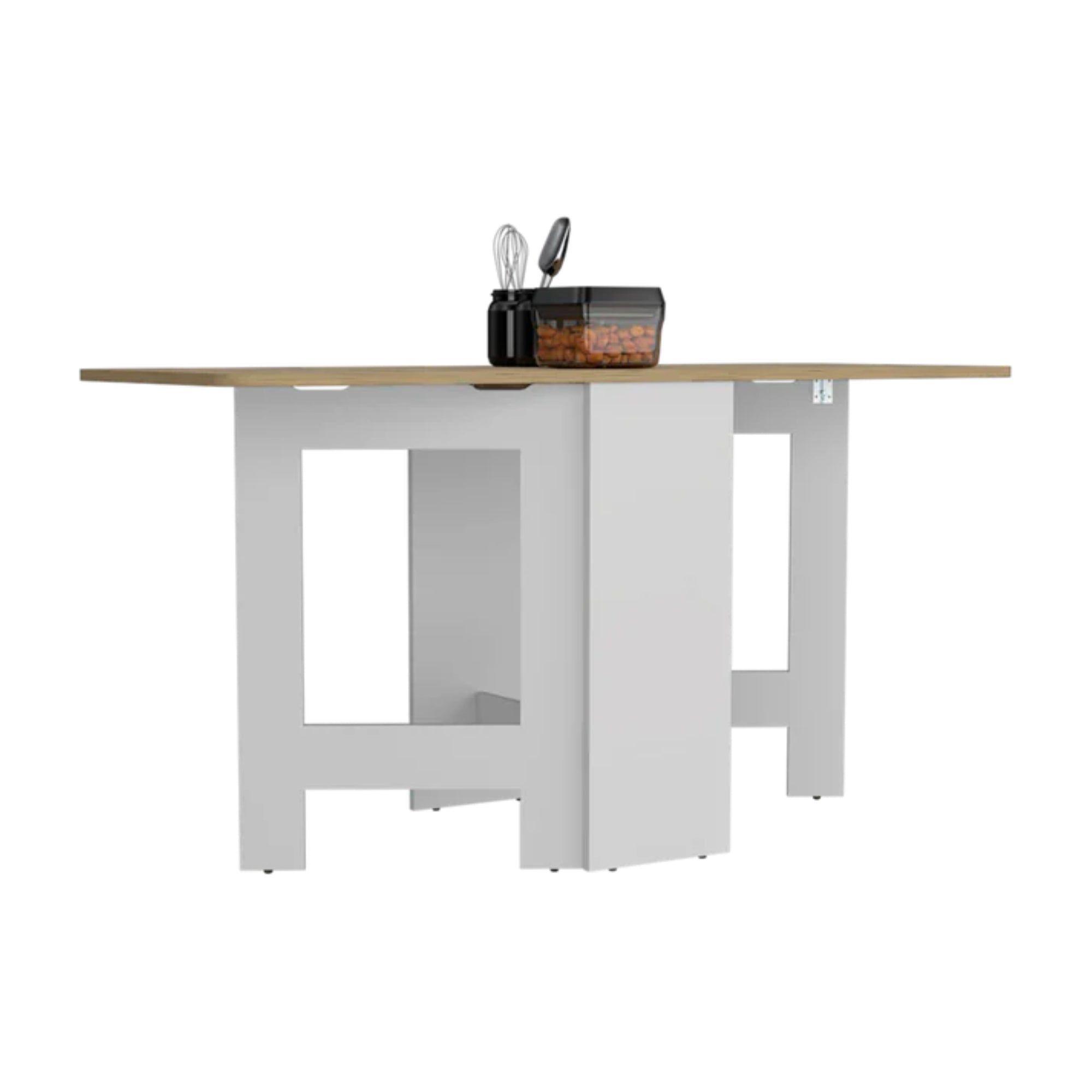 MESA PLEGABLE FM-001B - BLANCO Y CAFÉ CLARO-2