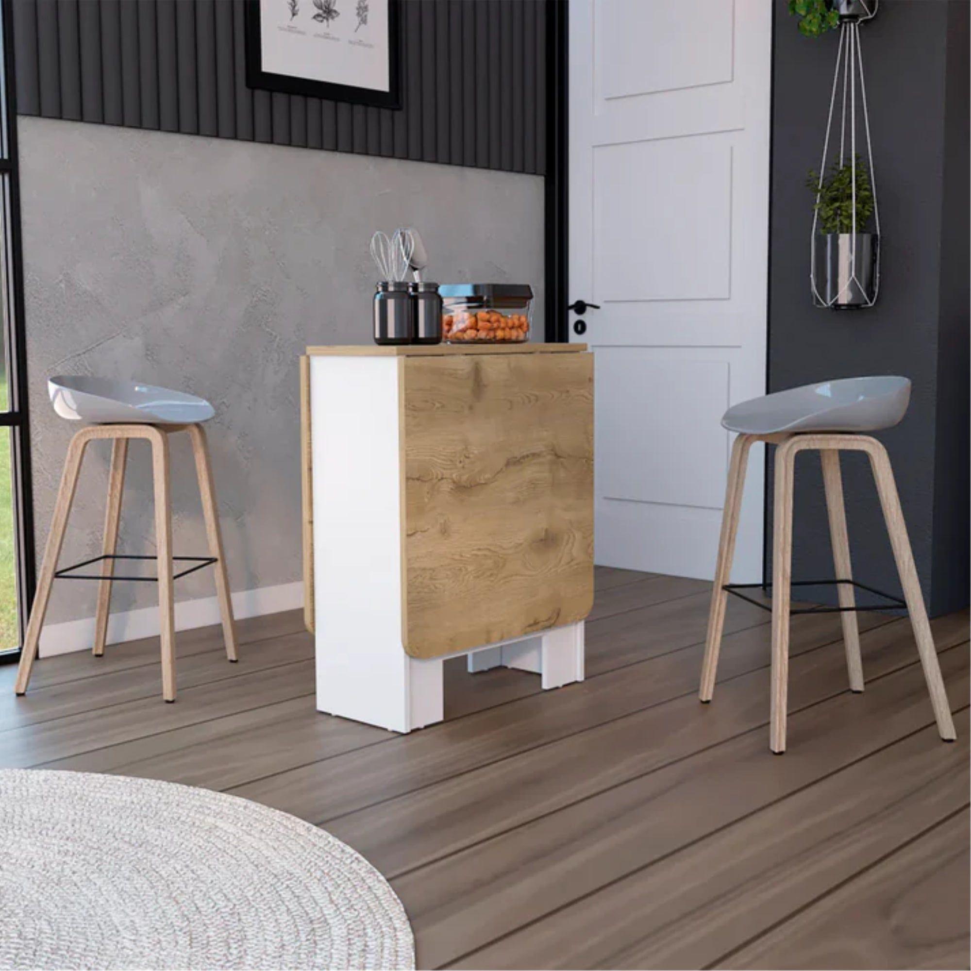 MESA PLEGABLE FM-001B - BLANCO Y CAFÉ CLARO-4