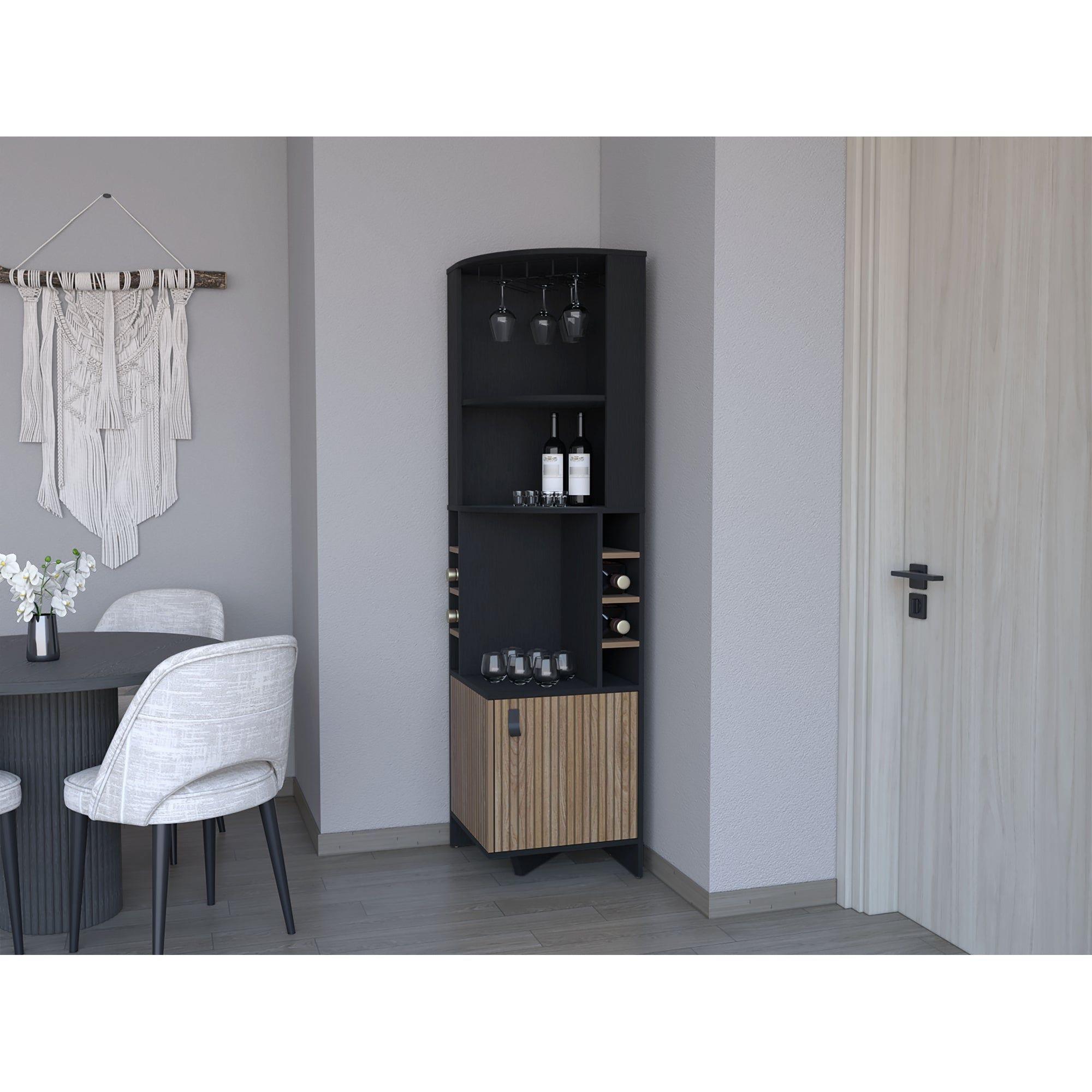 BAR ESQUINERO 8 BOTELLEROS Y PORTACOPAS FM-011N - NEGRO-4