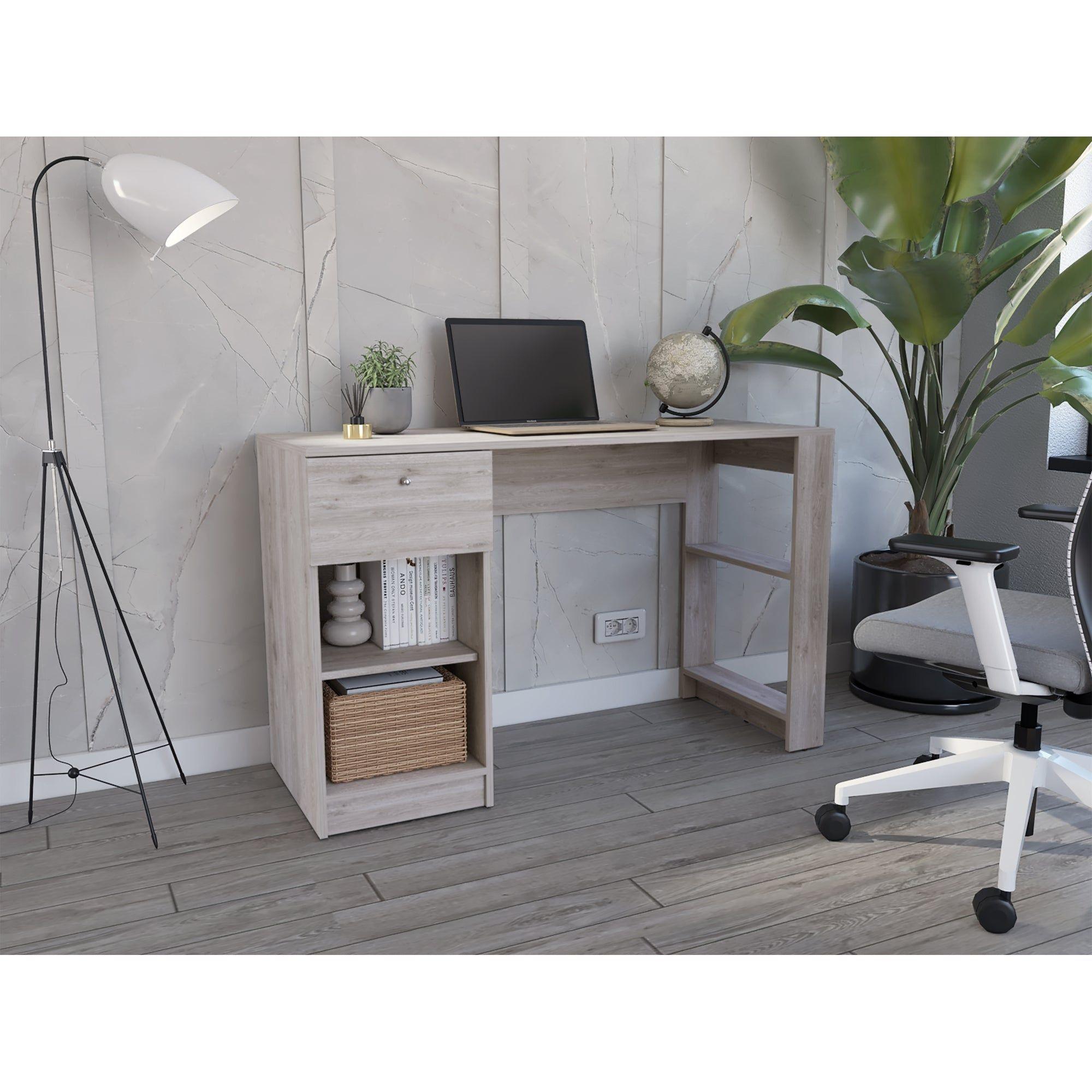 Escritorio Melamina 1 Cajon 75,6X120,2X47,3 Cm Gris -4