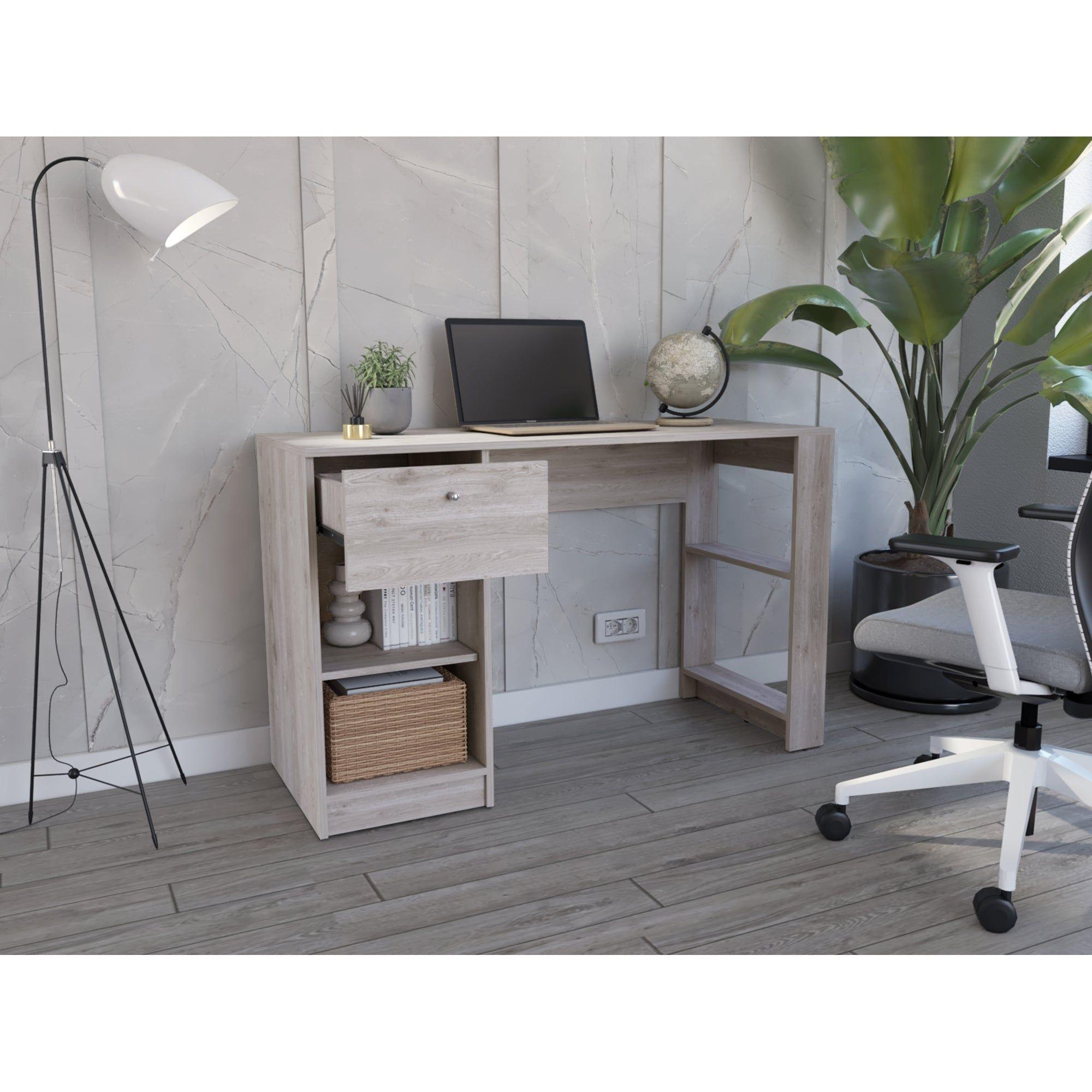 Escritorio Melamina 1 Cajon 75,6X120,2X47,3 Cm Gris -5