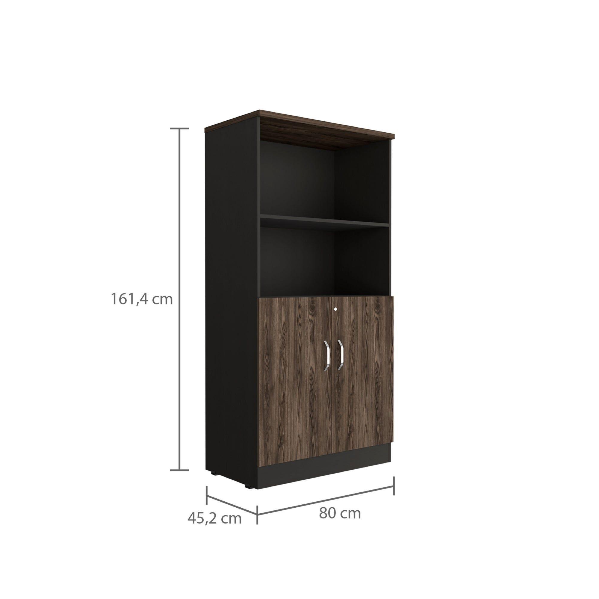 ESTANTE 2 PUERTAS FM-003N NEGRO Y CAFÉ OSCURO-7