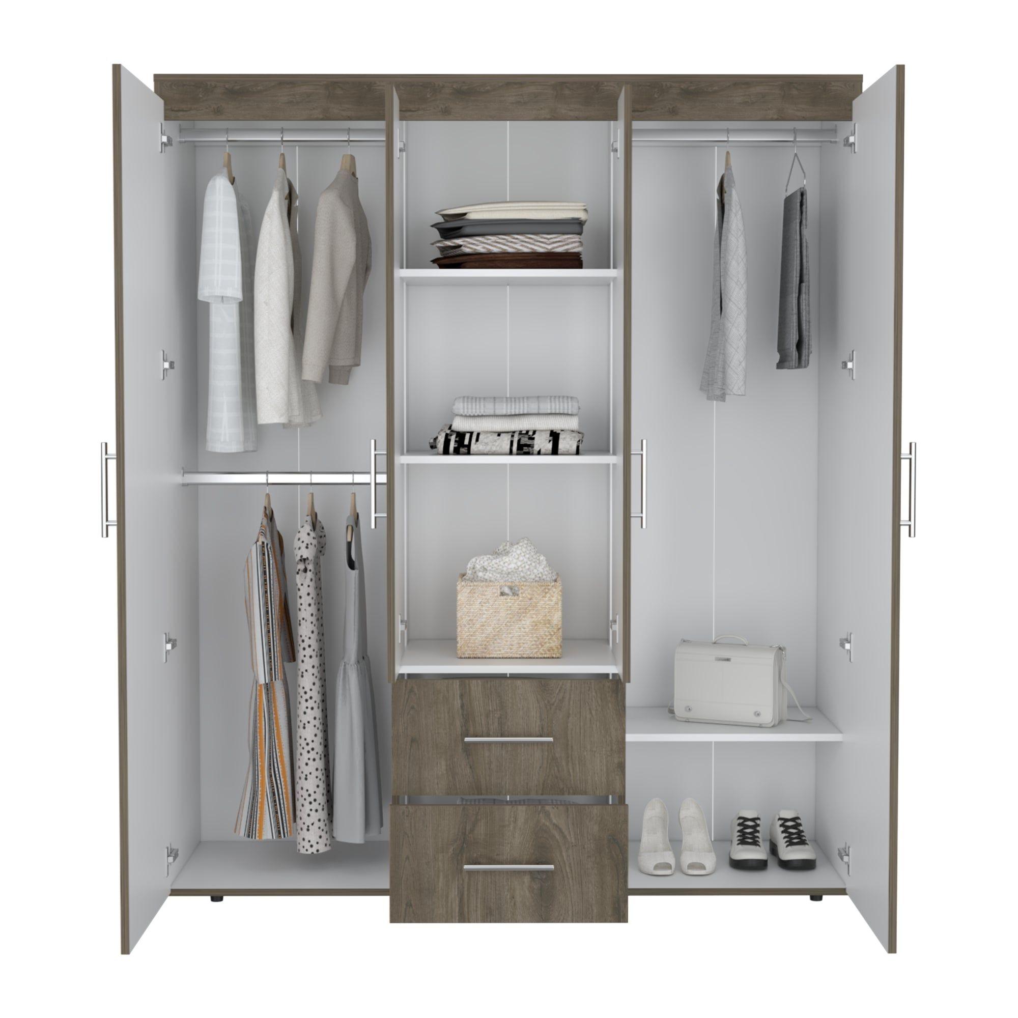 Closet 4 Puertas Fm Melamina 177,9X150,3X50,4 Cm Café Oscuro-3