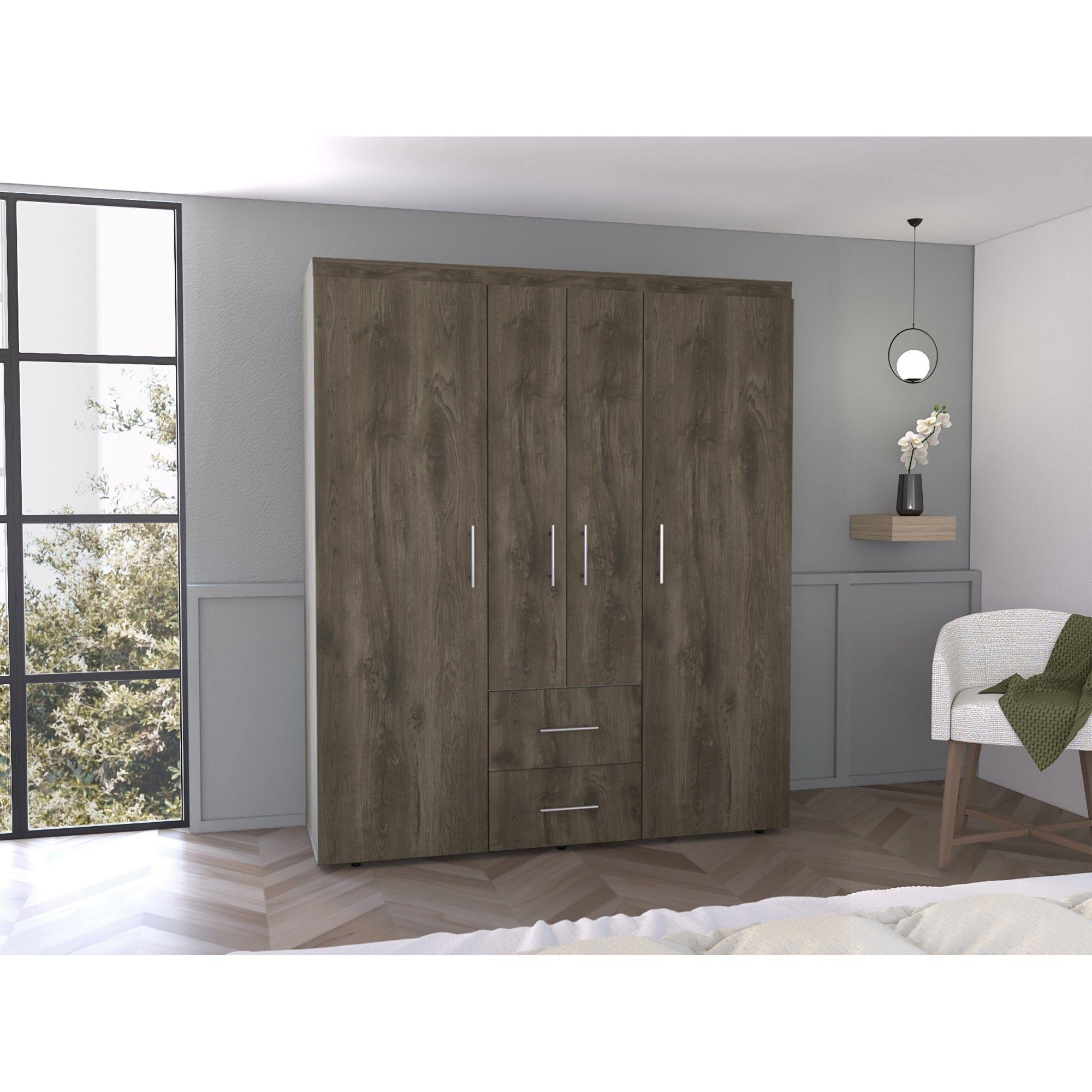 Closet 4 Puertas Fm Melamina 177,9X150,3X50,4 Cm Café Oscuro-4