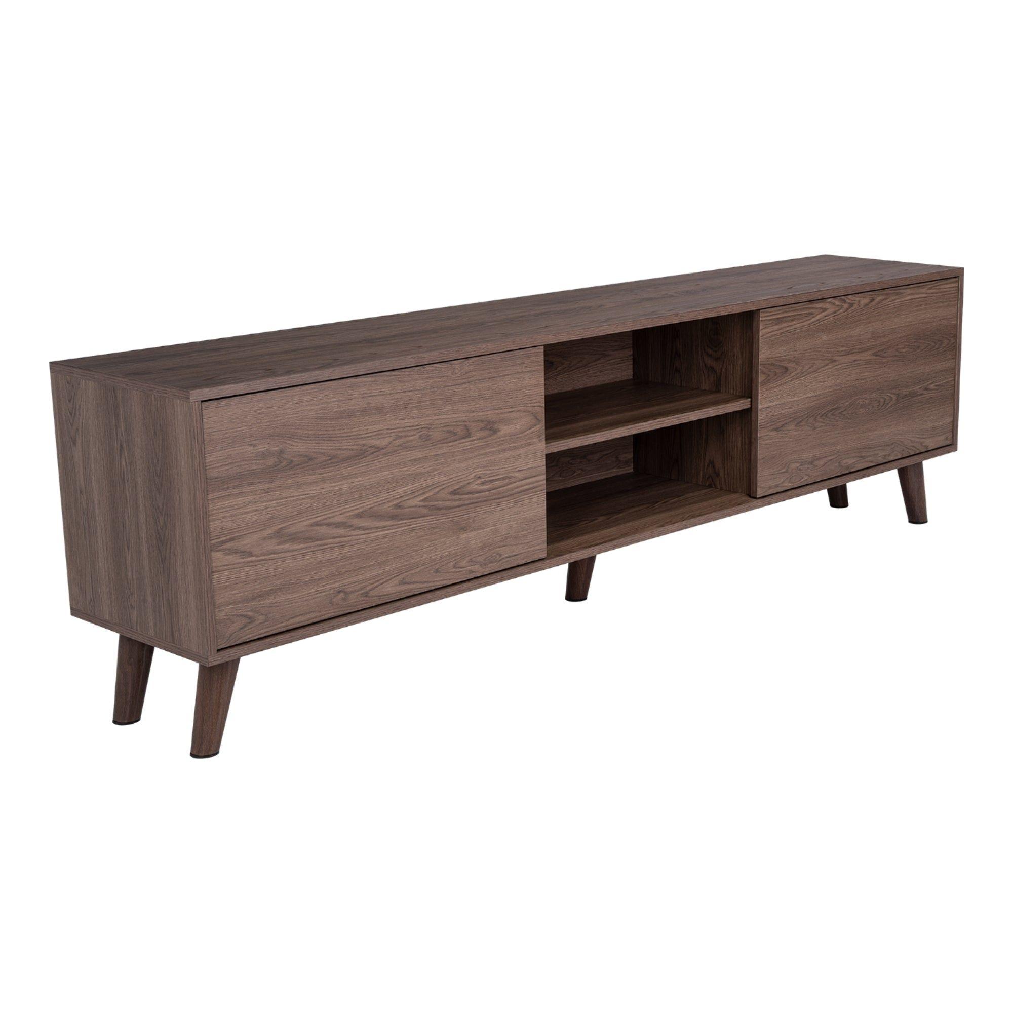 Rack Tv Con Capacidad Hasta 70" 2 Puertas Café Oscuro-2