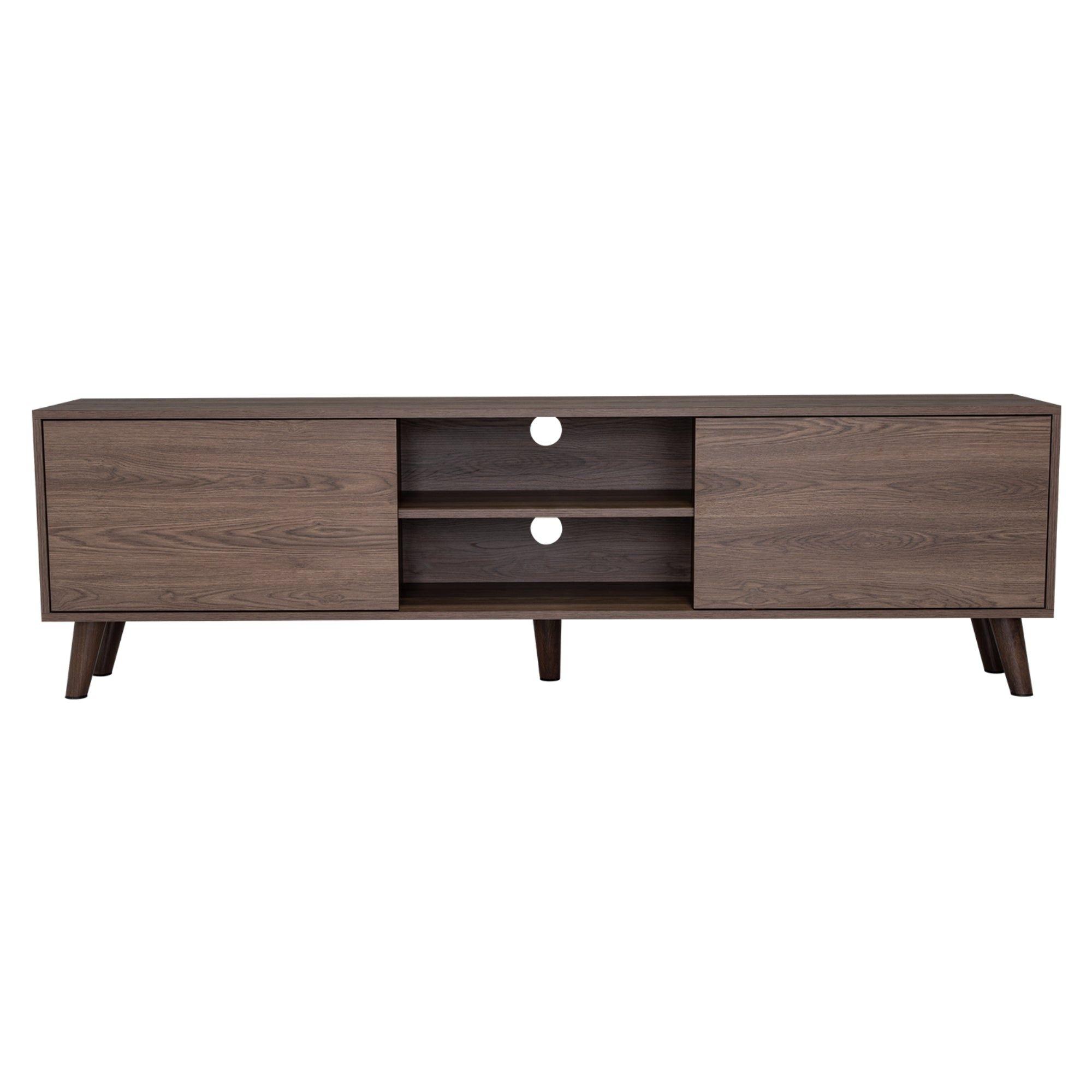 Rack Tv Con Capacidad Hasta 70" 2 Puertas Café Oscuro-3