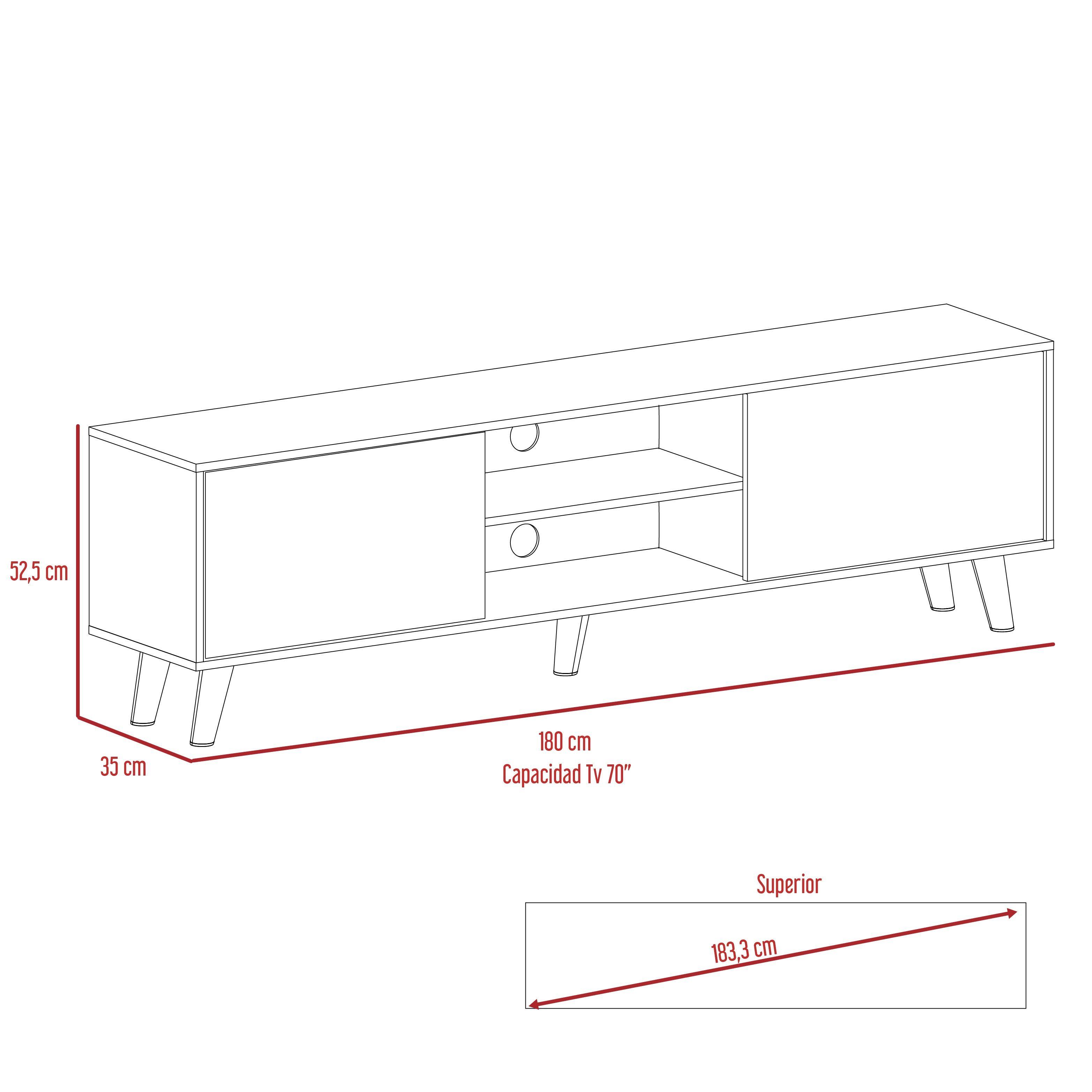 Rack Tv Con Capacidad Hasta 70" 2 Puertas Café Oscuro-4