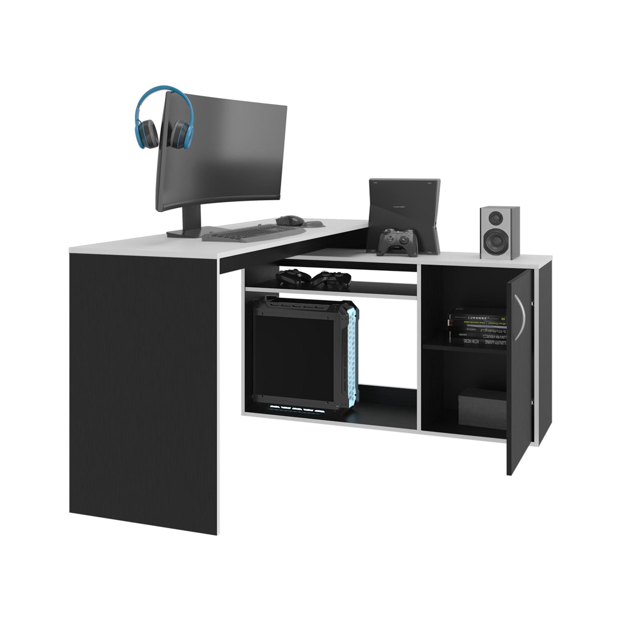 Escritorio Gamer Fm Negro Y Blanco 76,5X150X116,5 Cm-2