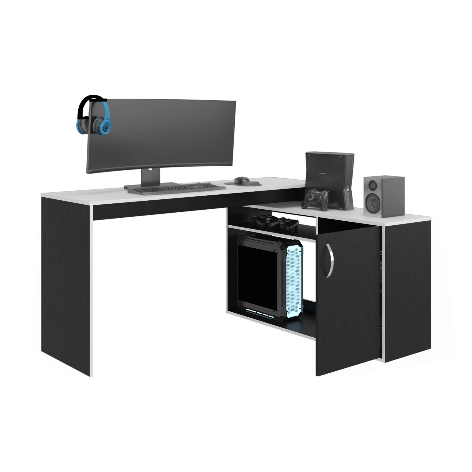 Escritorio Gamer Fm Negro Y Blanco 76,5X150X116,5 Cm-3