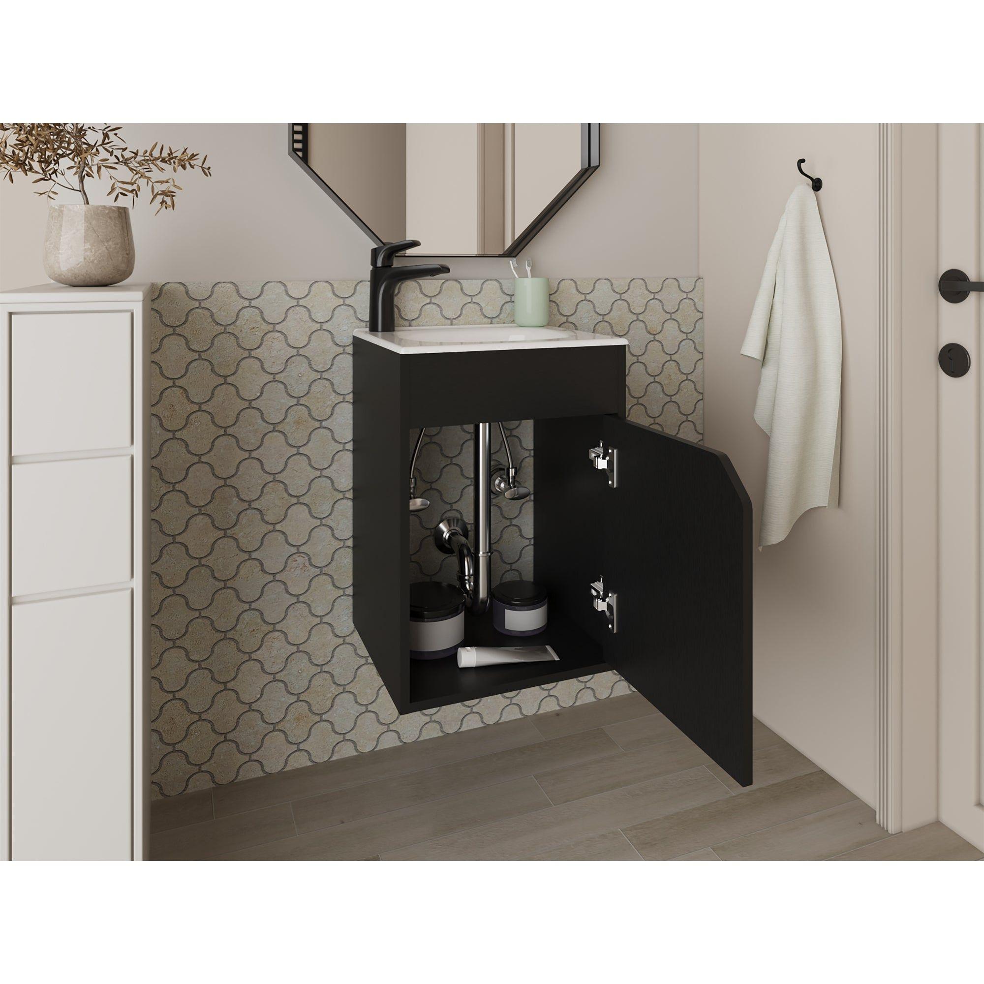 Vanitorio Flotante 1 Puerta Negro-5