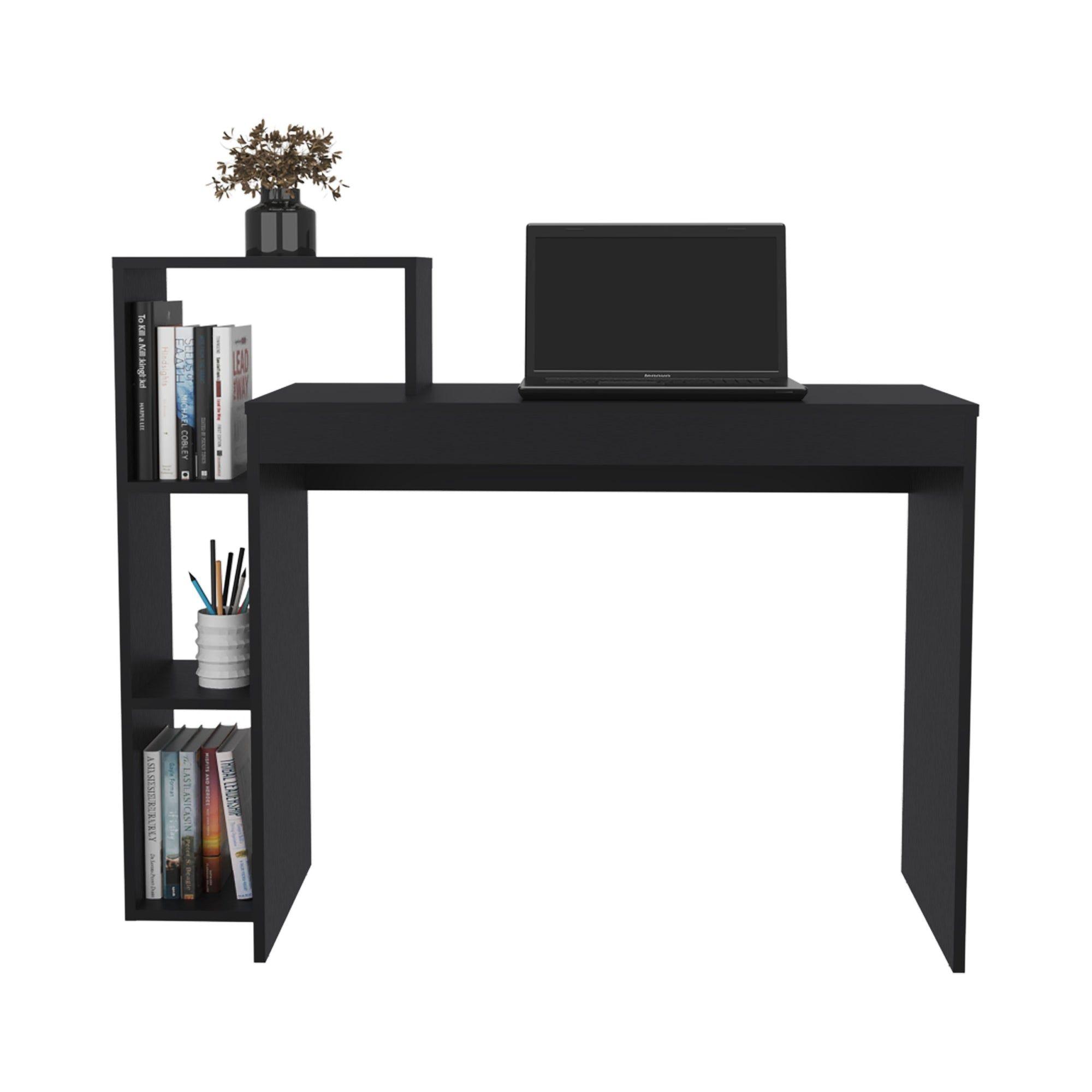 Escritorio Biblioteca 3 Repisas Negro-2