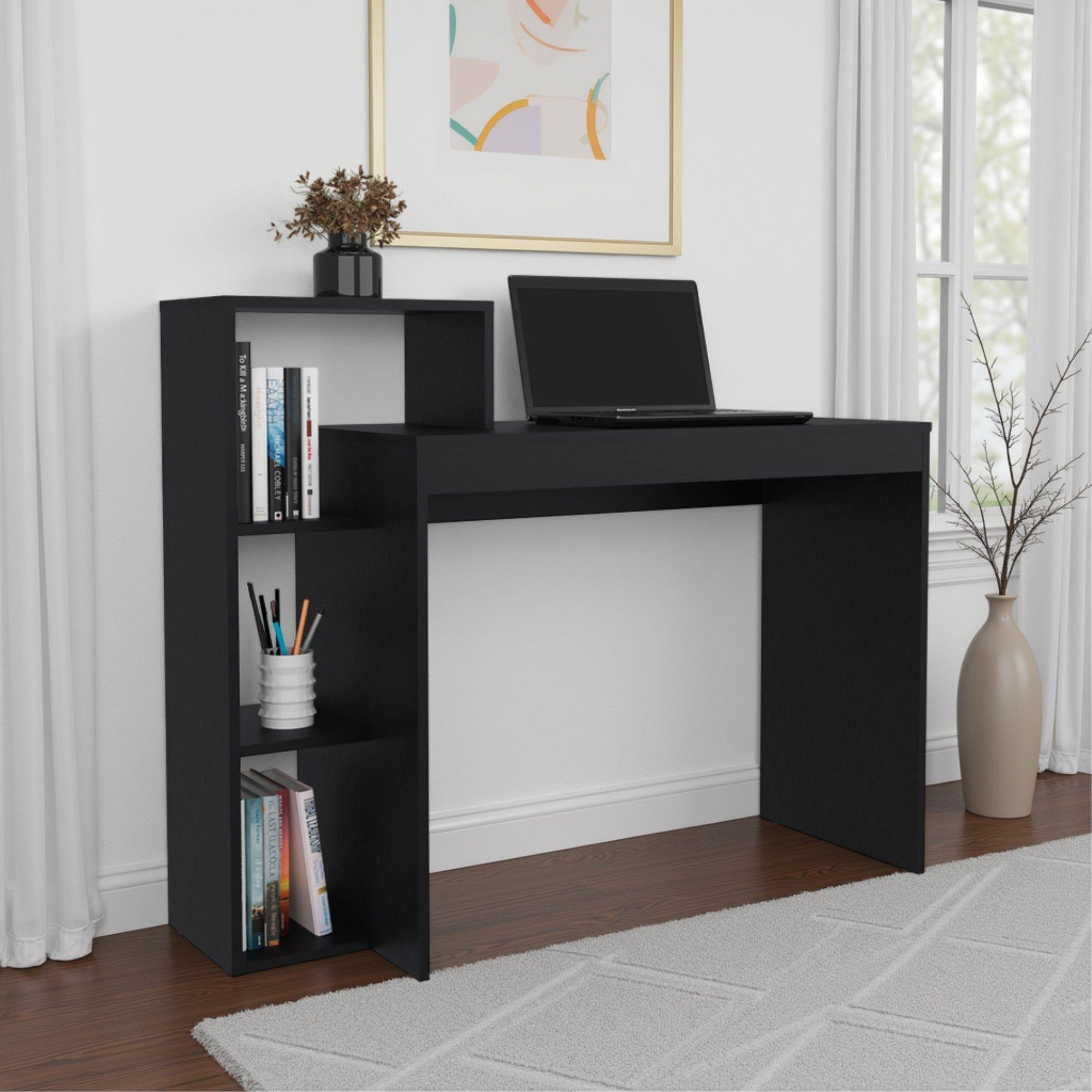 Escritorio Biblioteca 3 Repisas Negro-4