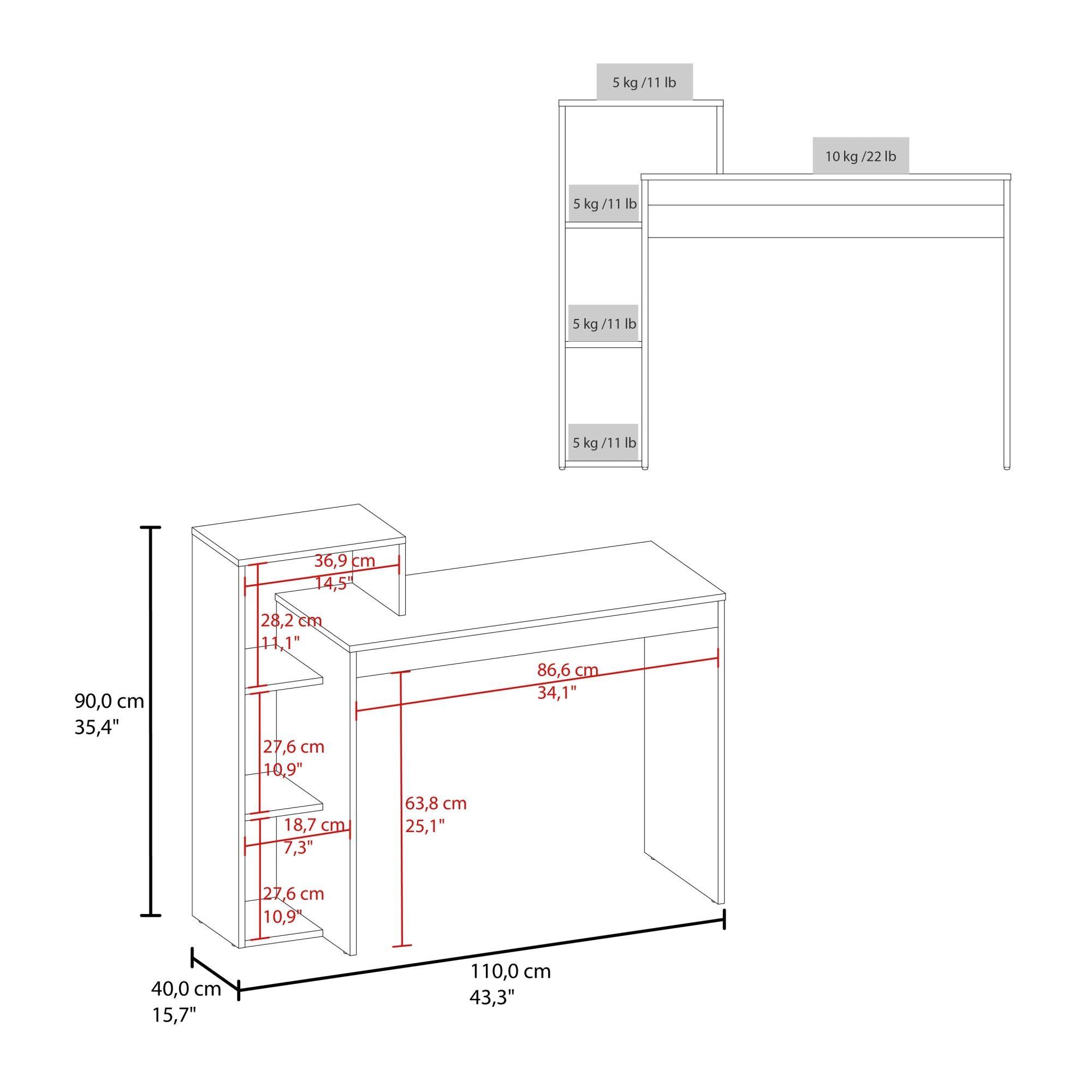 Escritorio Biblioteca 3 Repisas Negro-5