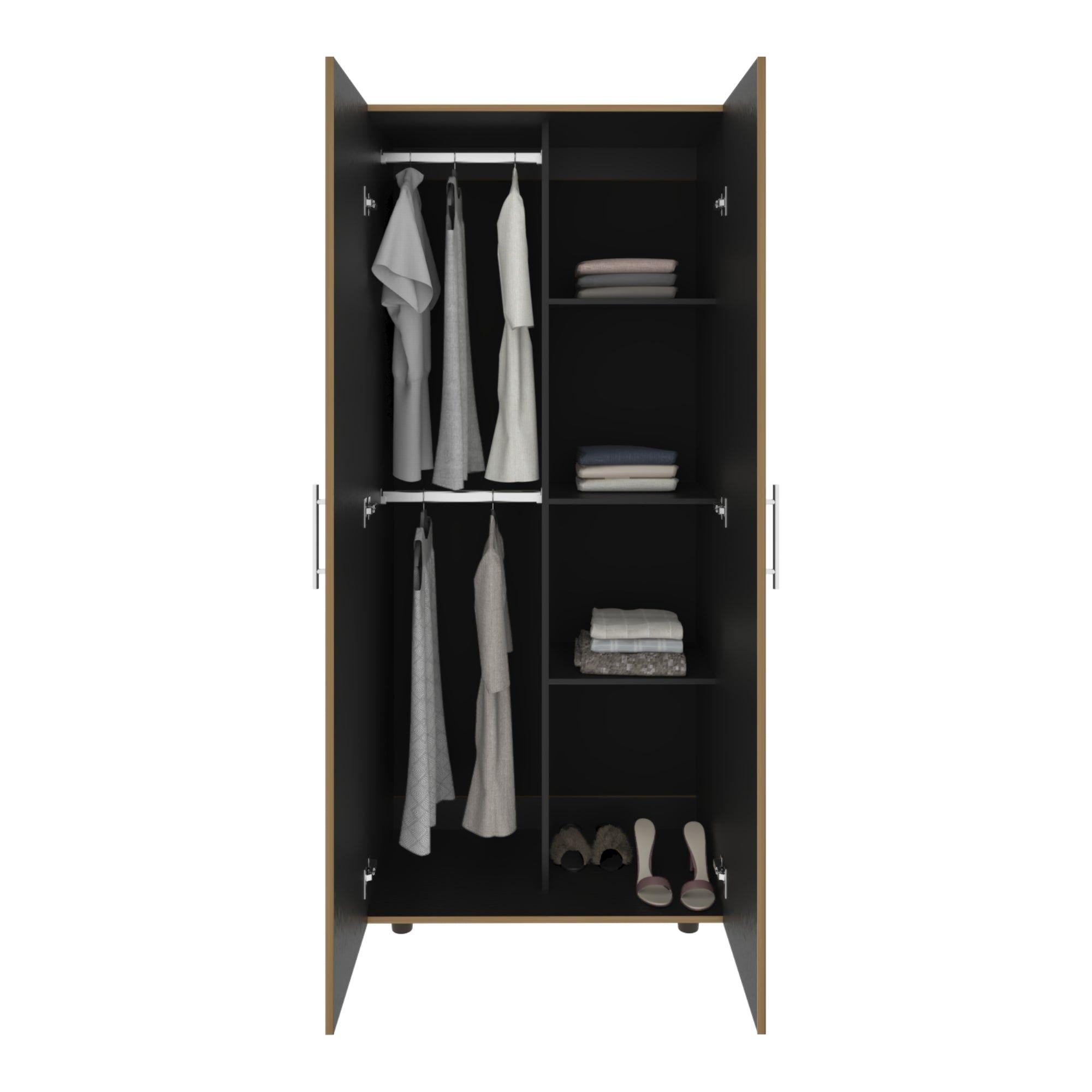Closet 2 Puertas Fm Melamina Café Claro Y Blanco 180X80X48 Cm-3
