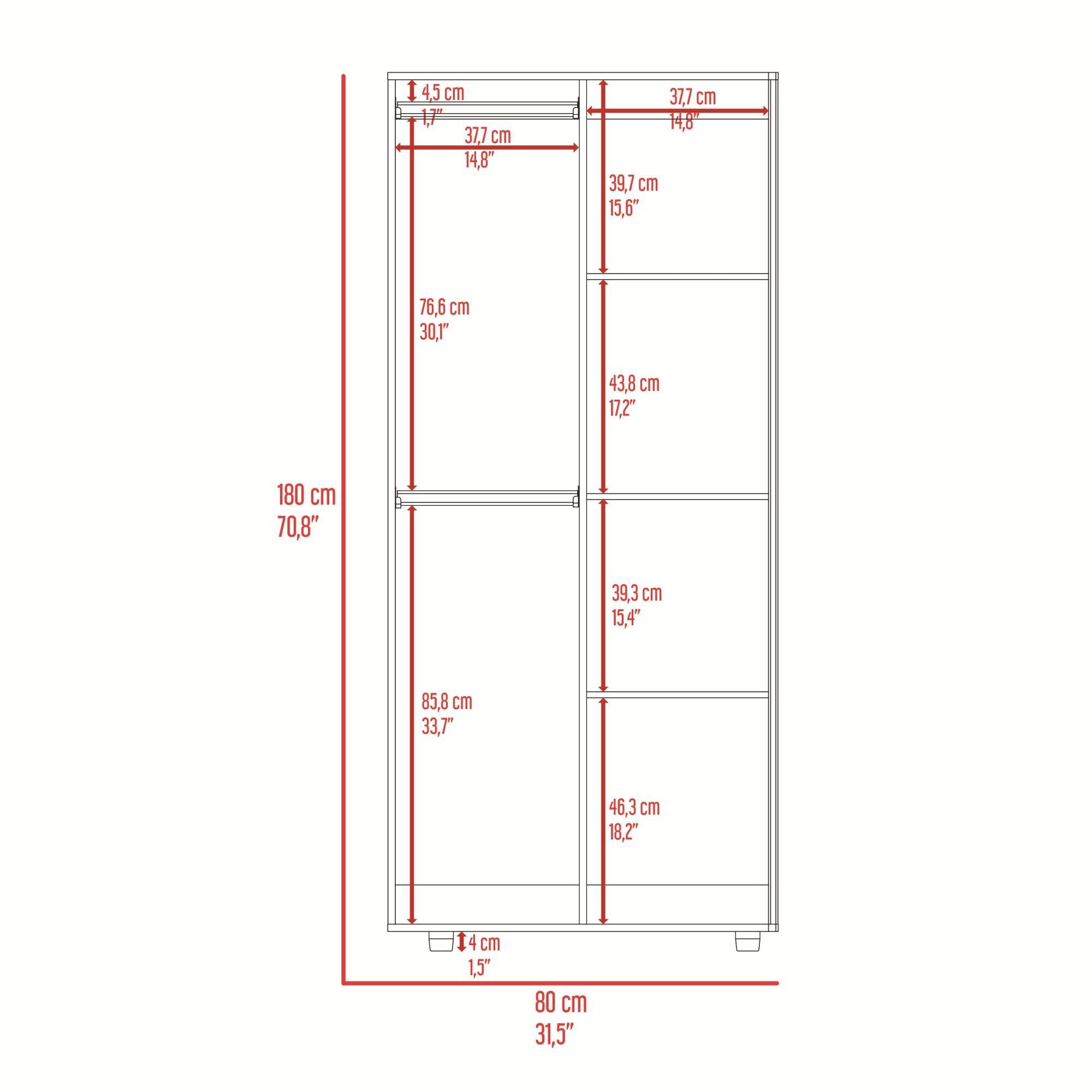 Closet 2 Puertas Fm Melamina Café Claro Y Blanco 180X80X48 Cm-4